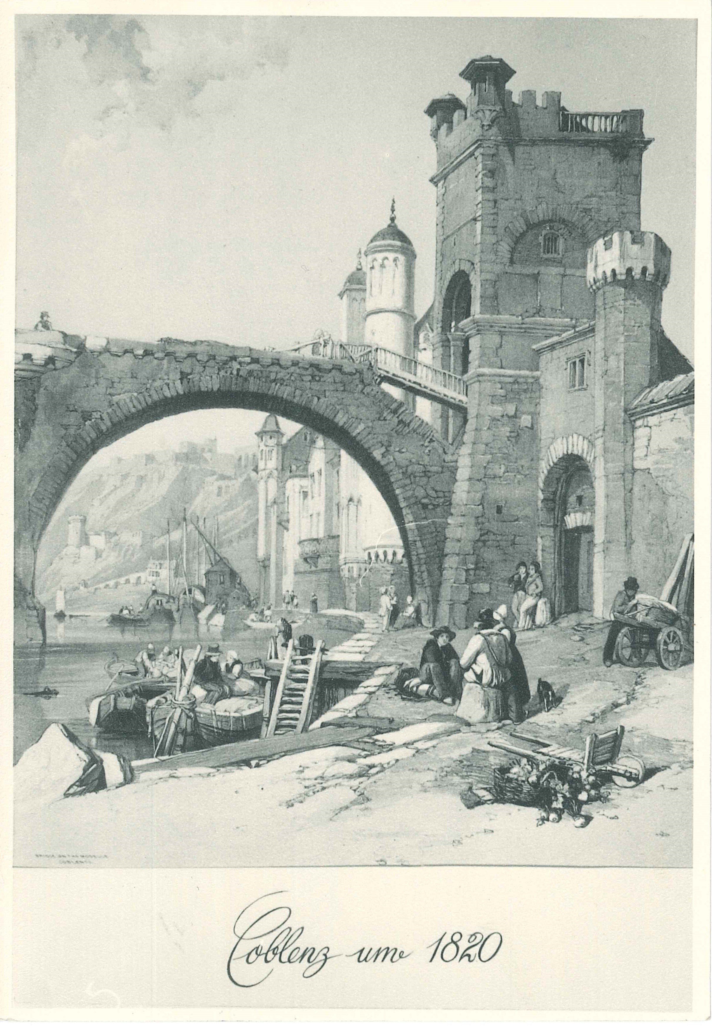 Postkarte, Ansicht von Koblenz um 1820 (REM CC BY-NC-SA)