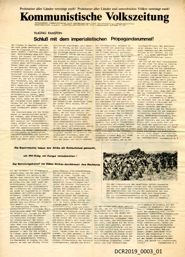 Zeitung, Kommunistische Volkszeitung ("dc-r" docu center ramstein CC BY-NC-SA)