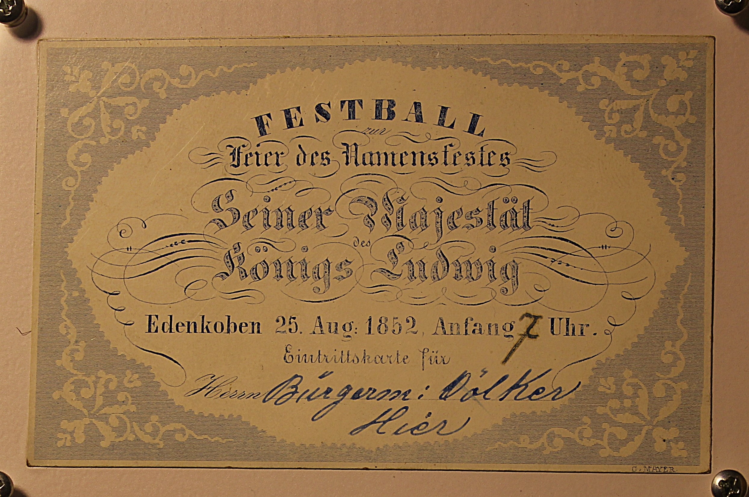 Eintrittskarte (Museum für Weinbau und Stadtgeschichte, Edenkoben CC BY-NC-SA)