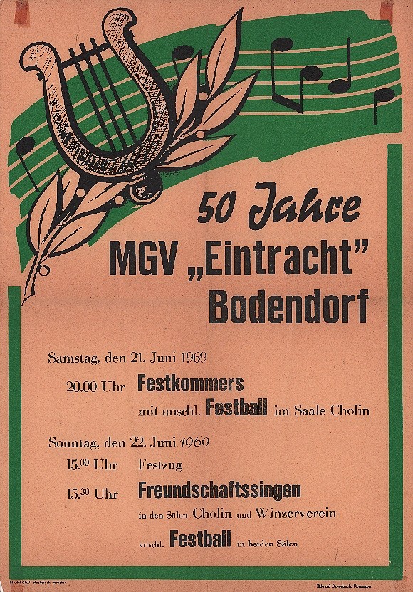 Plakat 50 Jahre MGV "Eintracht" Bodendorf (Heimatmuseum und -Archiv Bad Bodendorf CC BY-NC-SA)