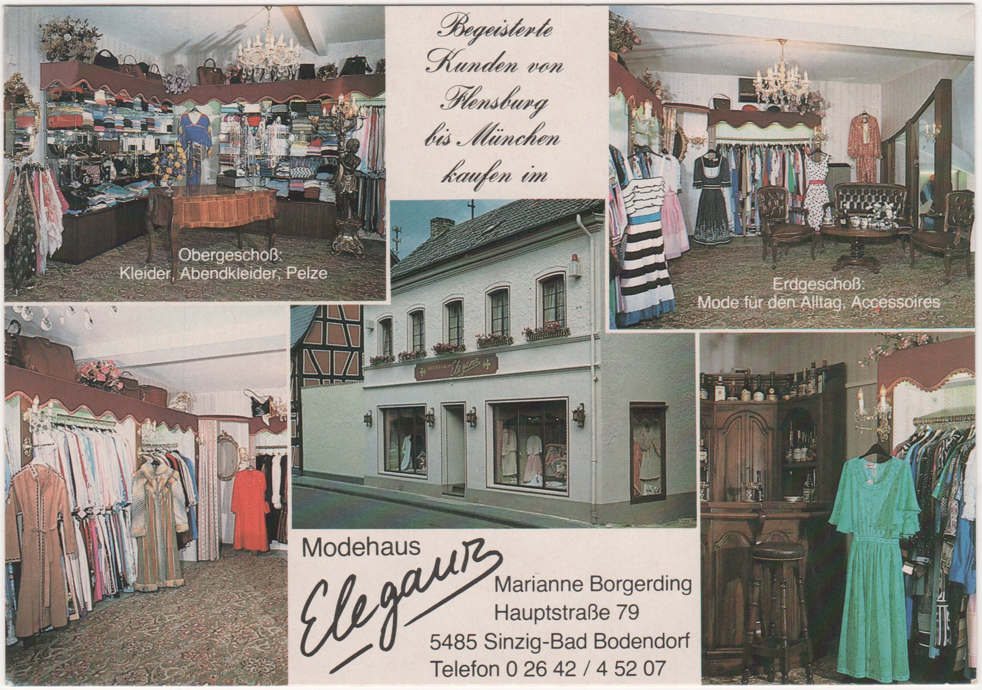 Werbekarte des Modehaus Eleganz (Heimatmuseum und -Archiv Bad Bodendorf CC BY-NC-SA)