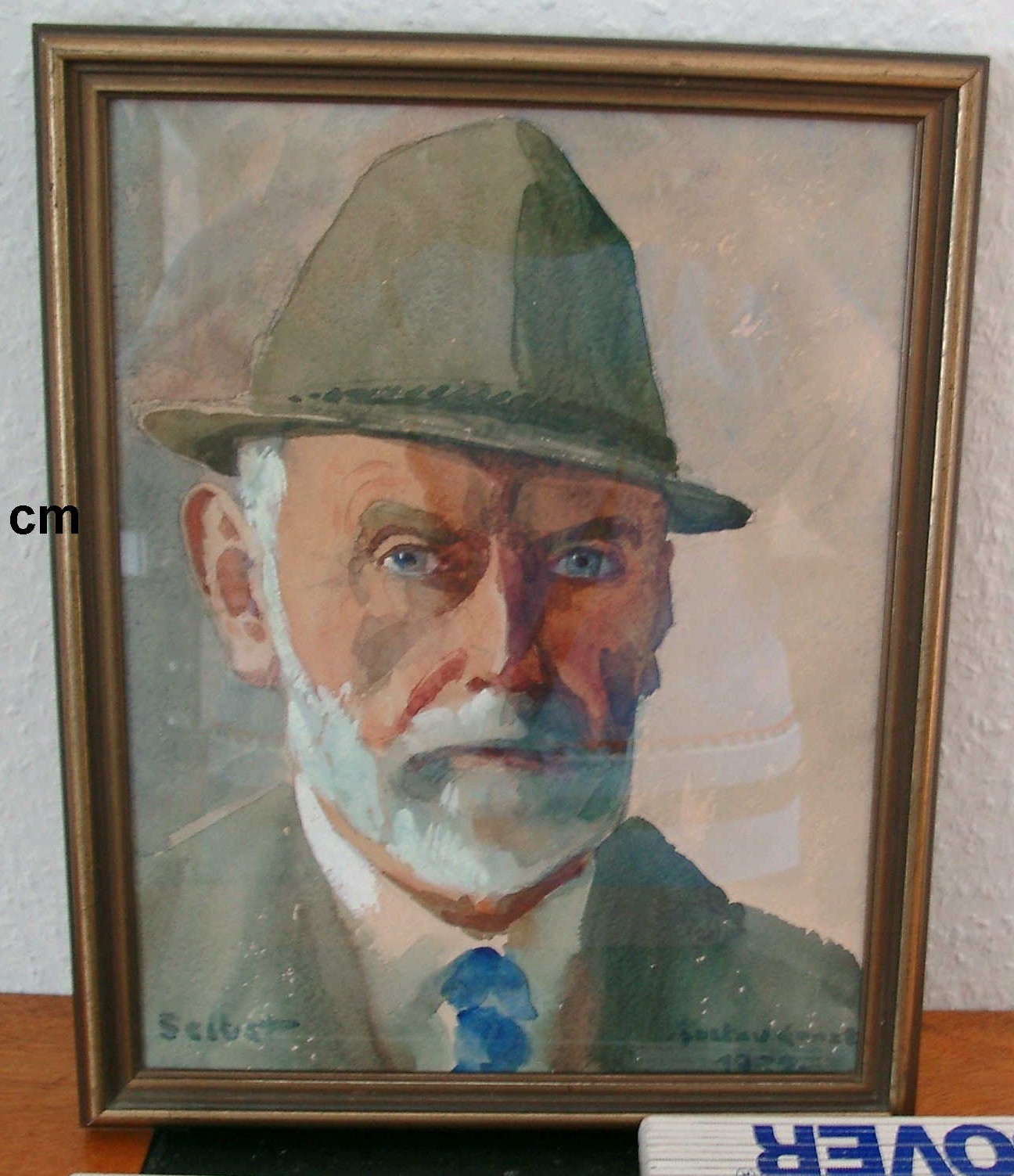 Aquarell; Bild; Malerei; Selbstporträt, Gustav Ernst; 1937 (Stadtmuseum Bad Dürkheim, Museumsgesellschaft Bad Dürkheim e.V. CC BY-NC-SA)