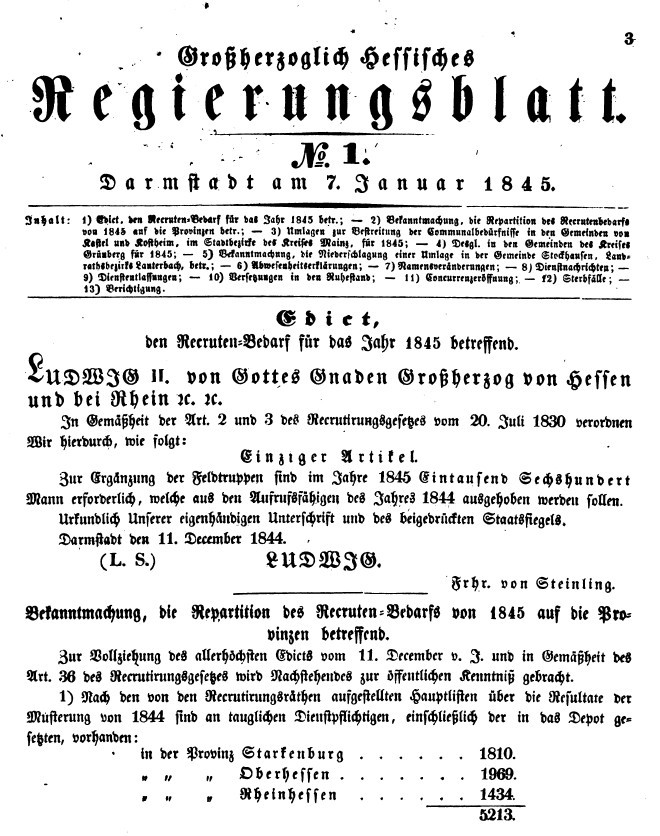 1845 Grossherzoglich hessisches Regierungsblatt (Kulturverein Guntersblum CC BY-NC-SA)