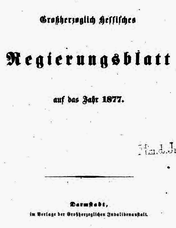 1877 Grossherzoglich hessisches Regierungsblatt (Kulturverein Guntersblum CC BY-NC-SA)