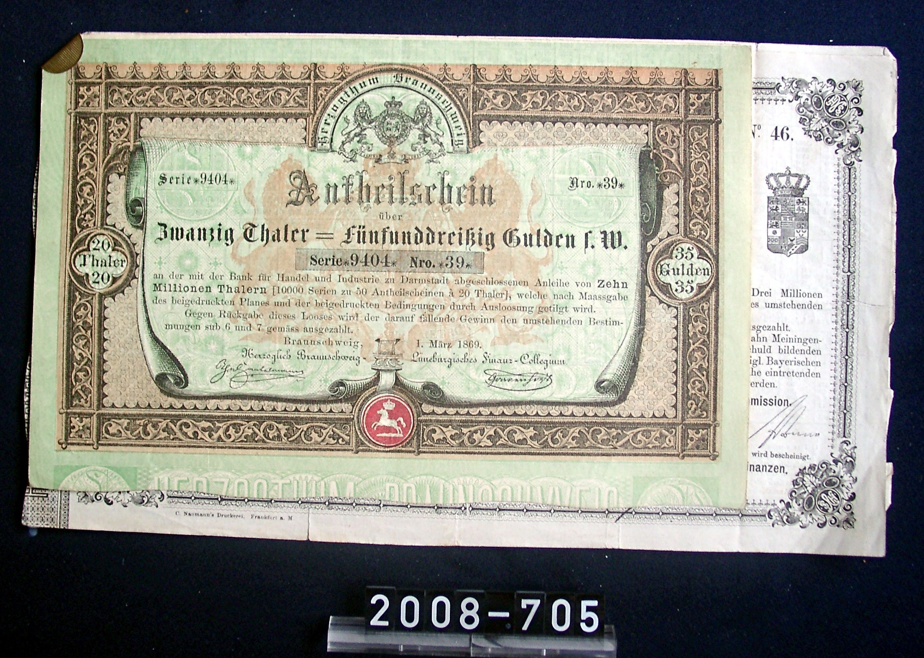Anteilscheine von Staatsanleihen; aus Nachlass der Sektkellerei Freudenmacher, Wachenheim; 1969 (Stadtmuseum Bad Dürkheim, Museumsgesellschaft Bad Dürkheim e.V. CC BY-NC-SA)