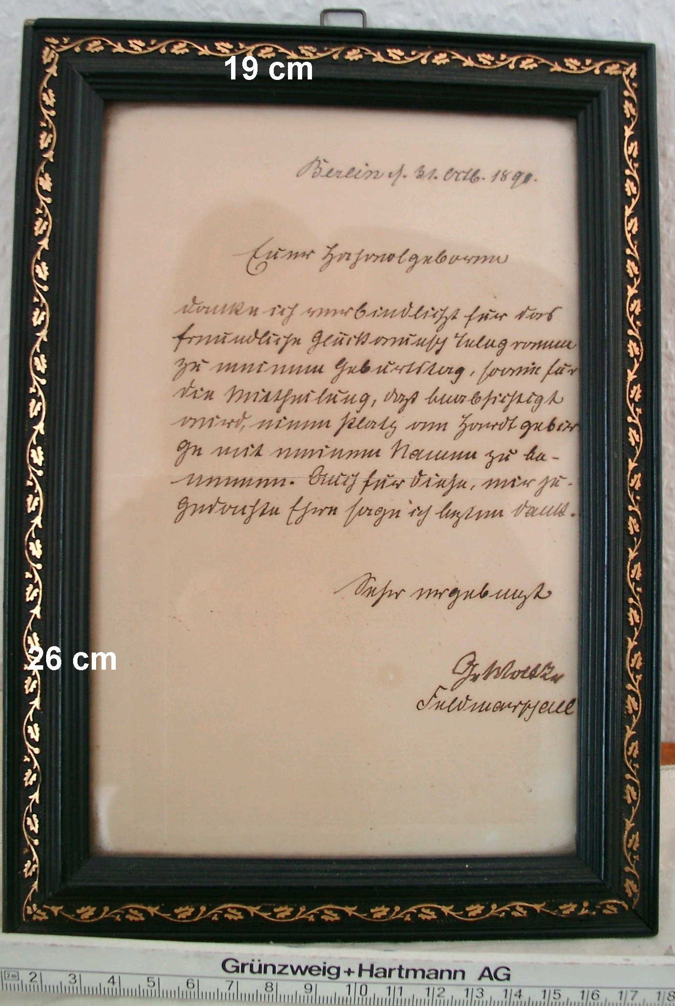 Brief von Feldmarschall Moltke; Berlin, vom 31.Oktober 1890 (Stadtmuseum Bad Dürkheim, Museumsgesellschaft Bad Dürkheim e.V. CC BY-NC-SA)