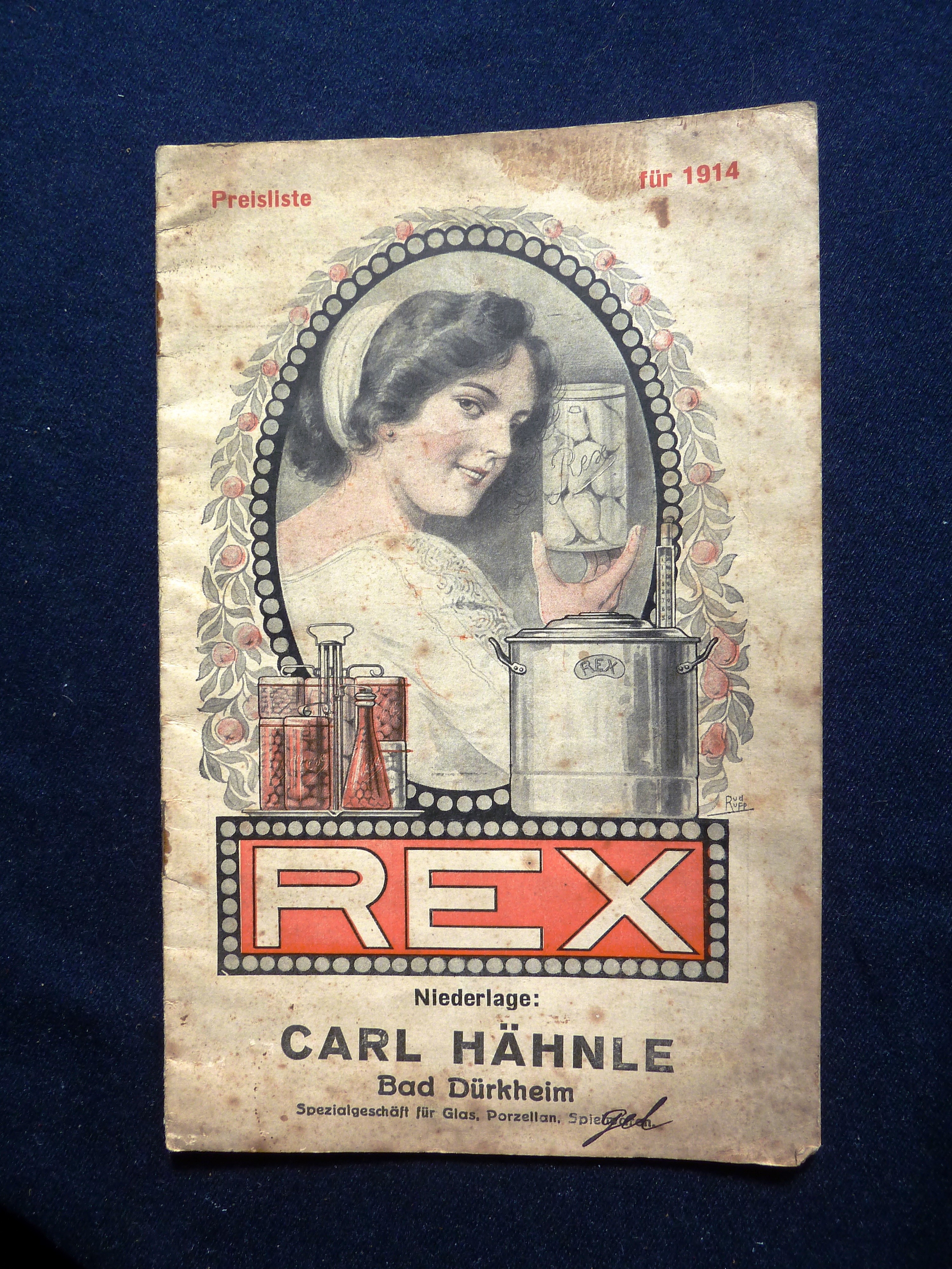 Buch, Broschüre: "REX, Preisliste für 1914"; Carl Hähnle, Bad Dürkheim, 1914 (Stadtmuseum Bad Dürkheim, Museumsgesellschaft Bad Dürkheim e.V. CC BY-NC-SA)