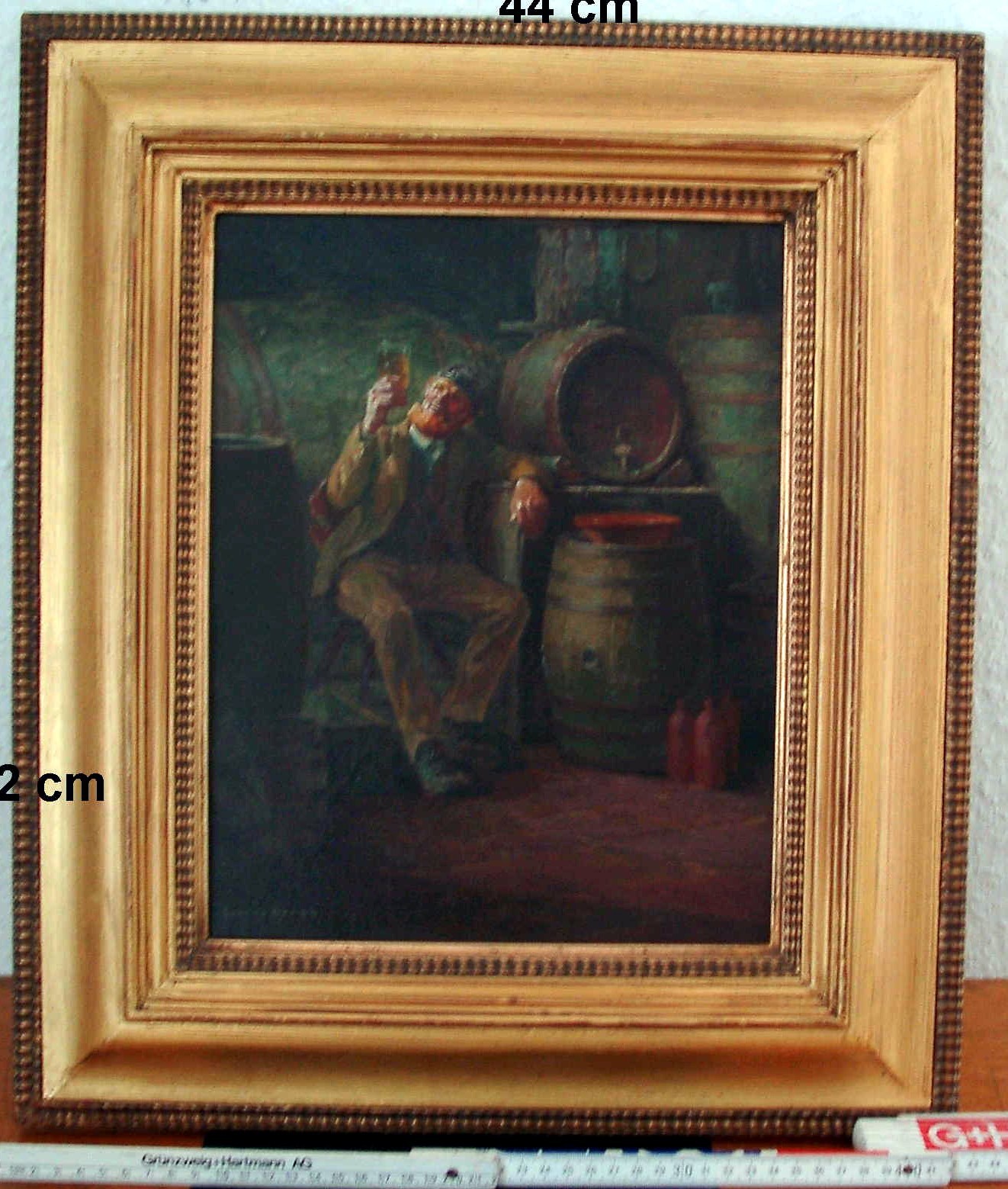 Gemälde, Ölgemälde von Gustav Ernst: "Pfälzer Winzer mit Glas und Weinkrug"; 1904 (Stadtmuseum Bad Dürkheim, Museumsgesellschaft Bad Dürkheim e.V. CC BY-NC-SA)