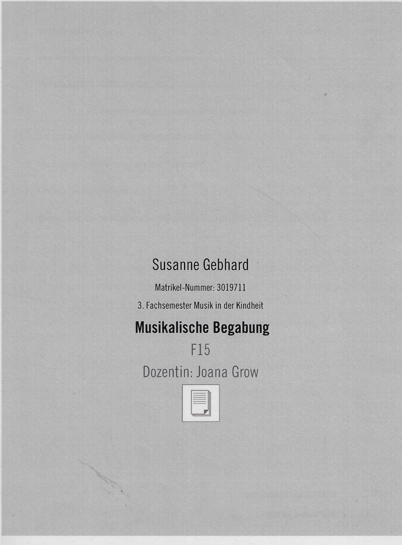 Musikalische Begabung (Fritz-Wunderlich-Gesellschaft e.V. RR-F)
