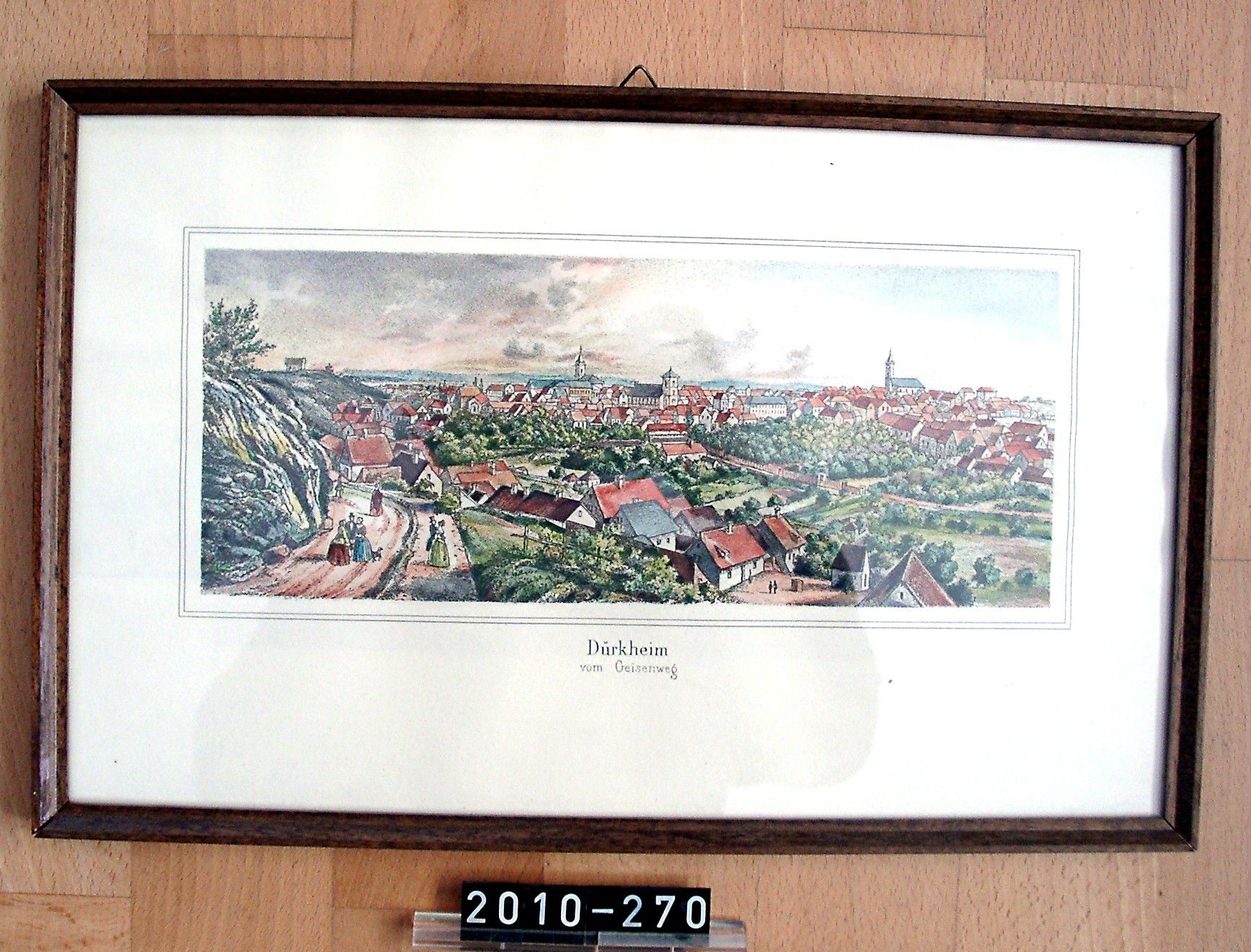 Tusche-Zeichnung, Aquarell: Dürkheim vom Geisenweg"; um 1900 (Stadtmuseum Bad Dürkheim, Museumsgesellschaft Bad Dürkheim e.V. CC BY-NC-SA)
