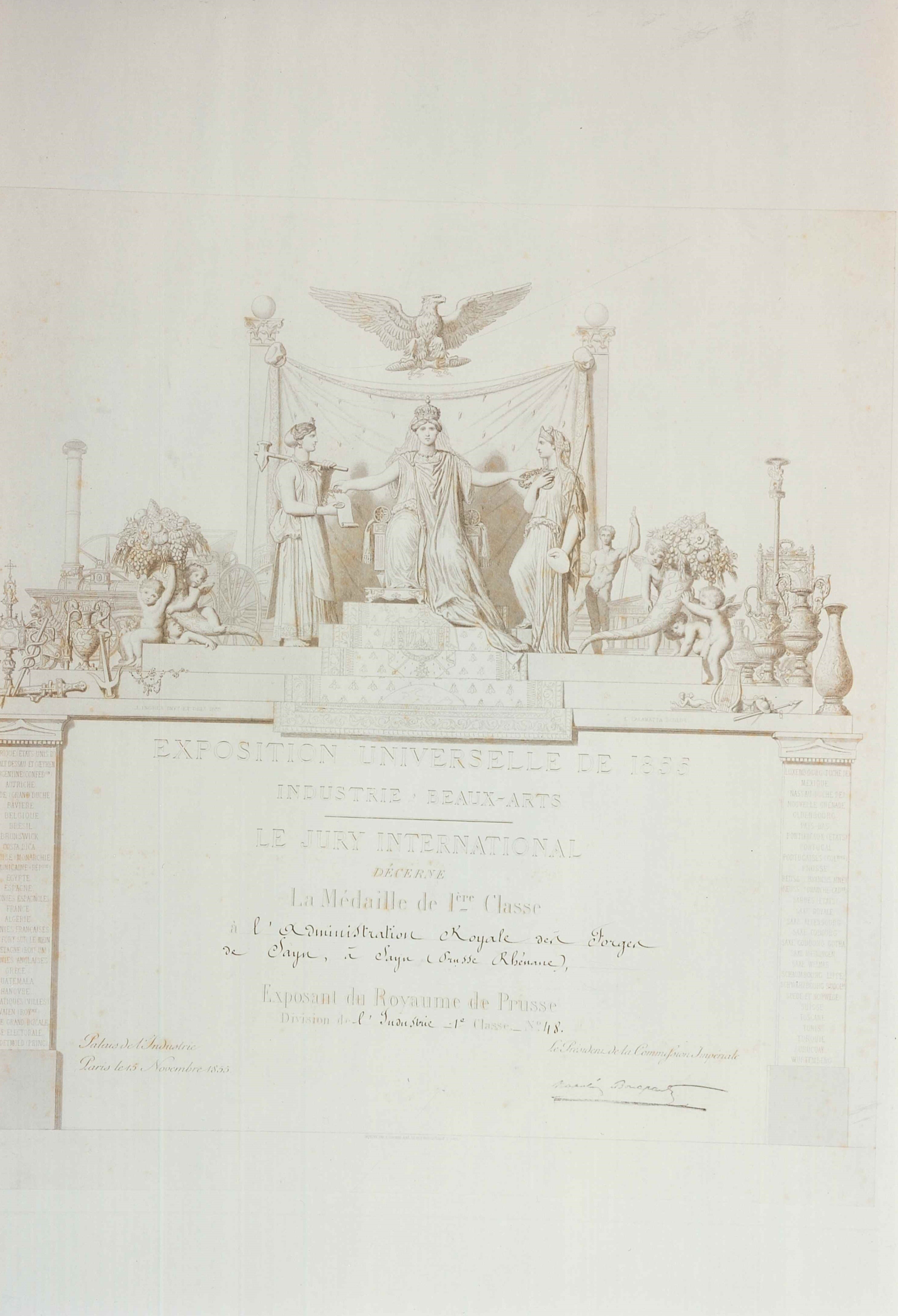 Auszeichnung der Sayner Hütte anlässlich der Weltausstellung 1855, Diplom 1. Klasse (REM CC BY-NC-SA)