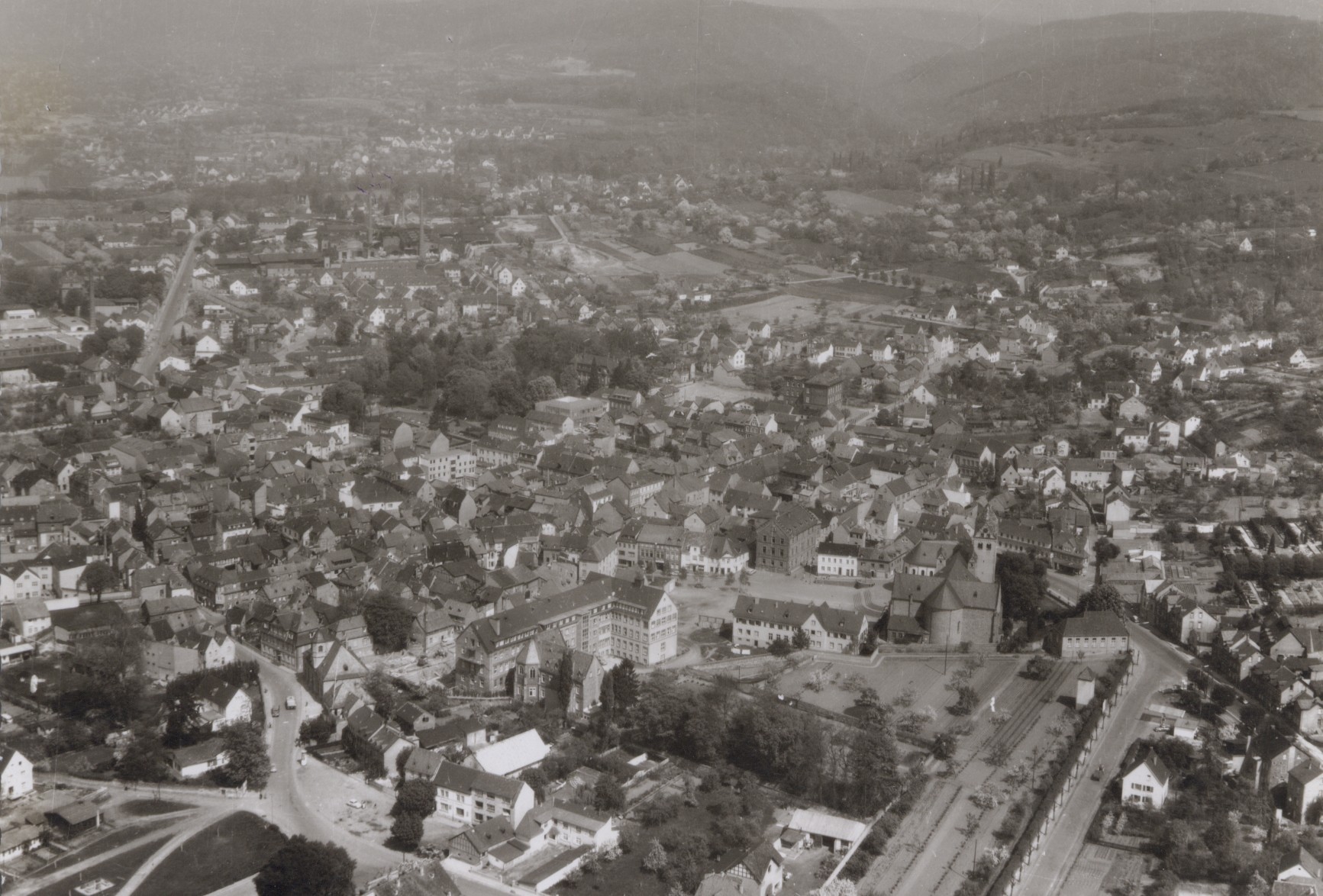 Kirchplatz Bendorf, Luftaufnahme 1958 (REM CC BY-NC-SA)