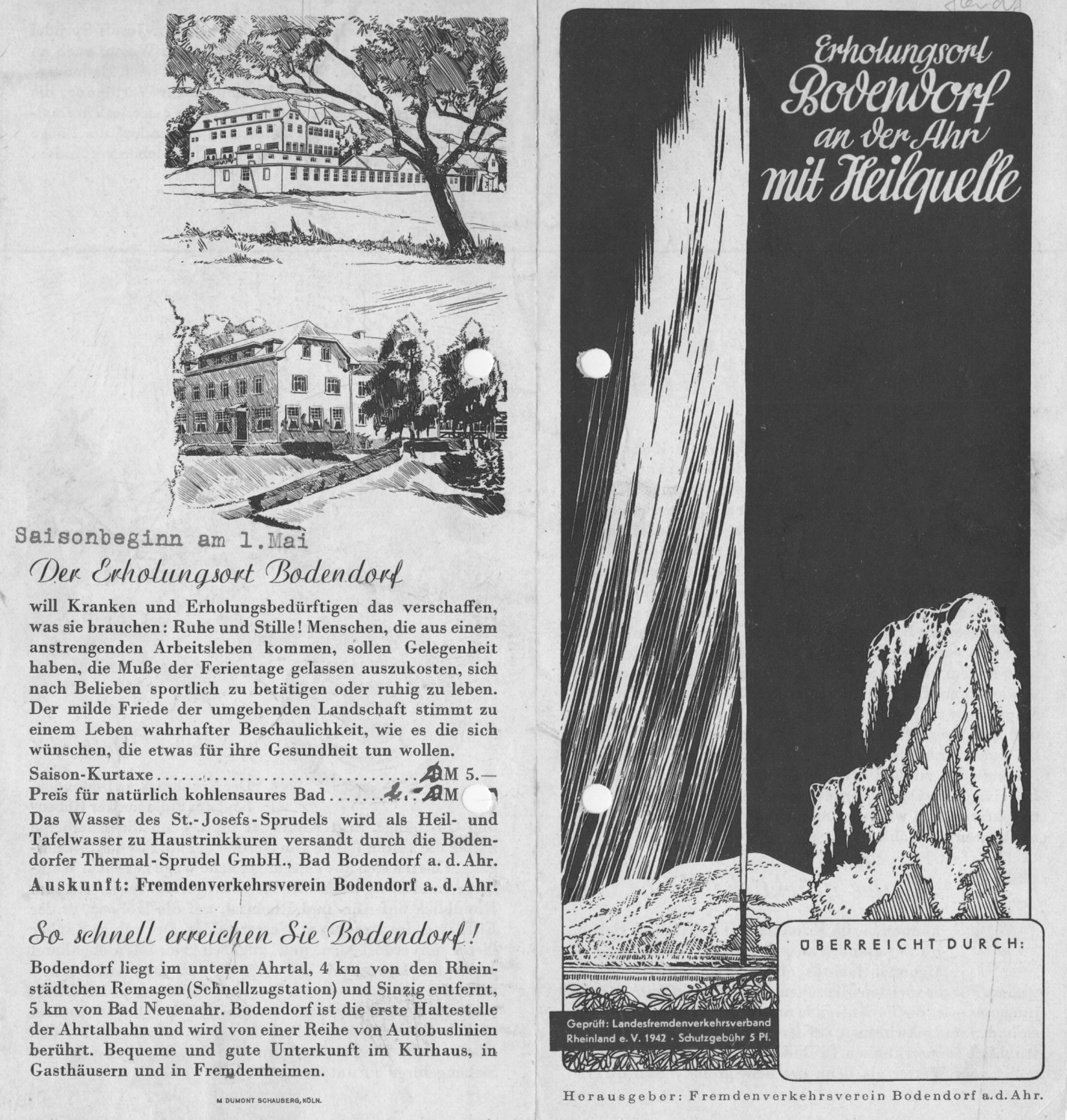 Werbung für den Erholungsort Bodendorf an der Ahr mit Heilquelle (Heimatmuseum und -Archiv Bad Bodendorf CC BY-NC-SA)
