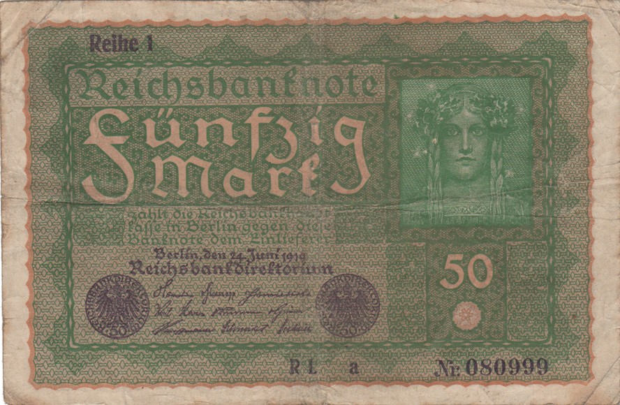 Fünfzig Mark von 1919 der Reihe 1 (Heimatmuseum und -Archiv Bad Bodendorf CC BY-NC-SA)