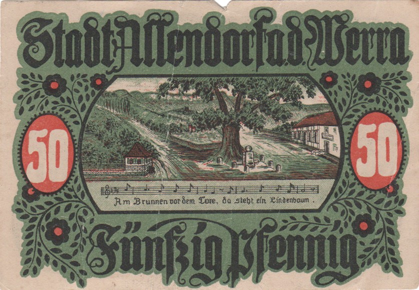 Fünfzig Pfennig Notgeld Stadt Allendorf a.d. Werra (Heimatmuseum und -Archiv Bad Bodendorf CC BY-NC-SA)