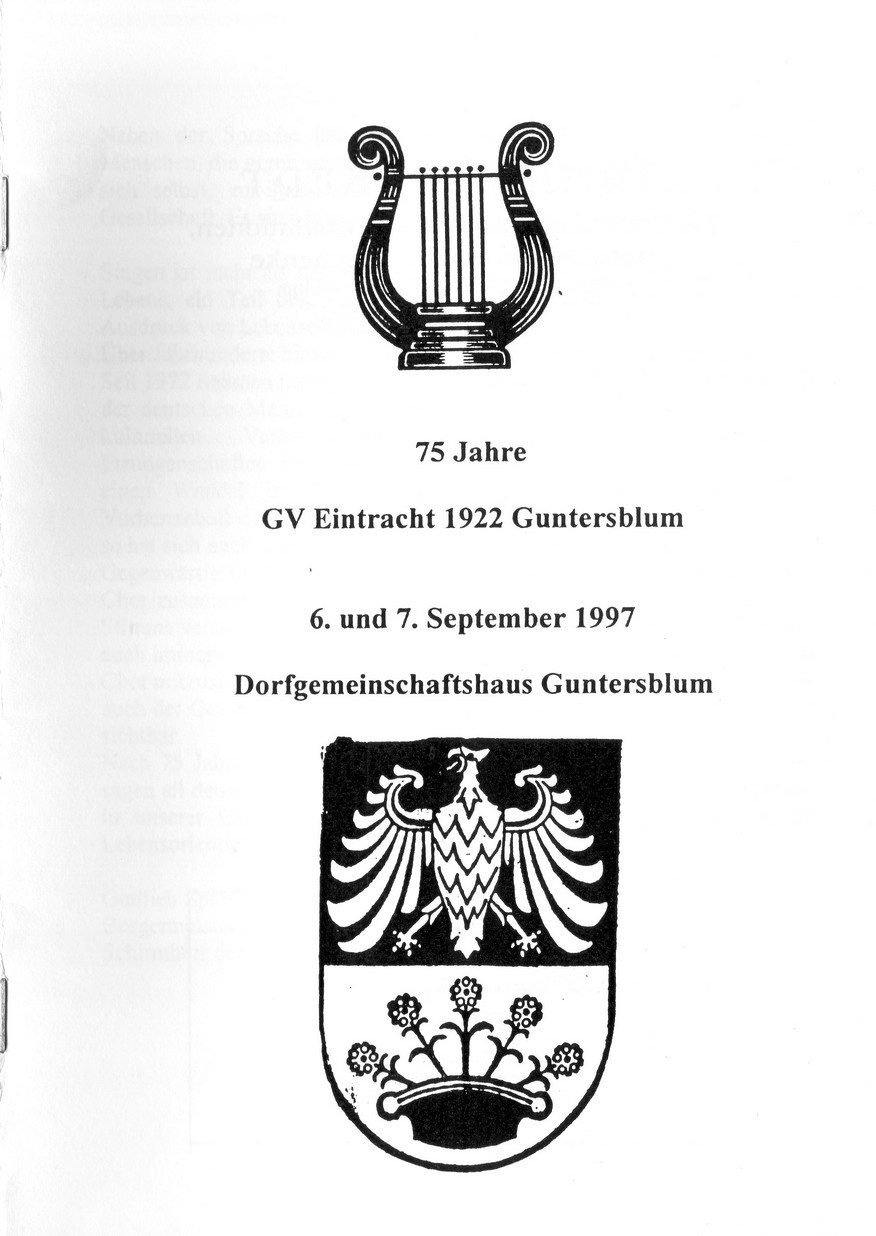 75 Jahre Gesangsverein "Eintracht" 1922 Guntersblum (Kulturverein Guntersblum CC BY-NC-SA)