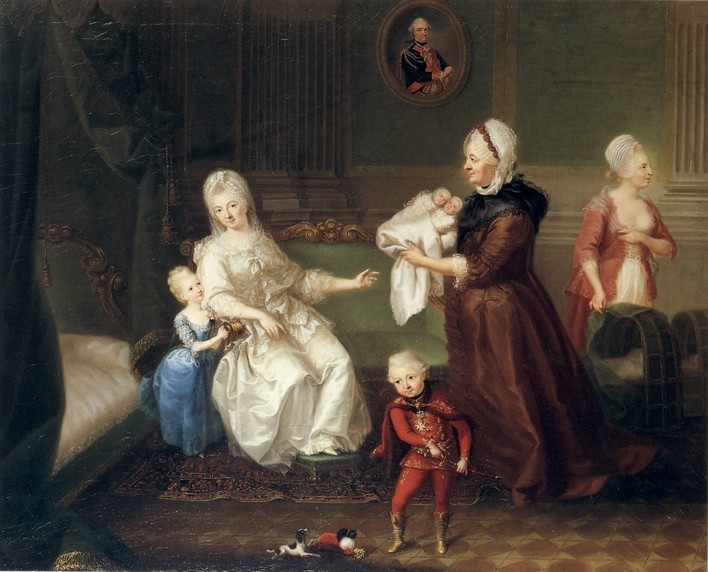 Ölgemälde Gräfin Josepha von Heydeck mit ihren Kinder, Infoblatt (Kulturverein Guntersblum CC BY-NC-SA)