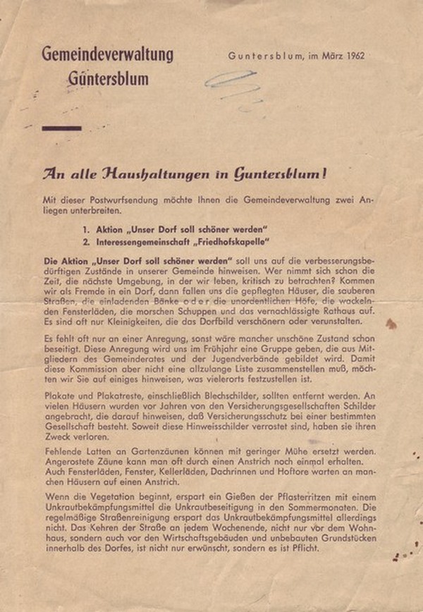 Bekanntmachungen der Gemeindeverwaltung Guntersblum (Kulturverein Guntersblum CC BY-NC-SA)