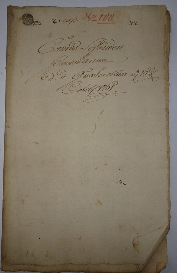 Conrad Schneiders Inventarium d.d. Guntersblum den 16ten October 1761 (Kulturverein Guntersblum CC BY-NC-SA)