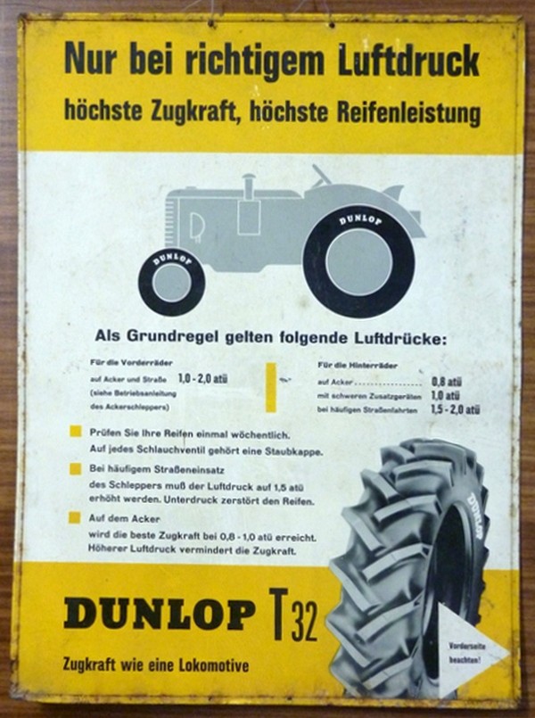 Dunlop Reifendruck Blechschild (Kulturverein Guntersblum CC BY-NC-SA)