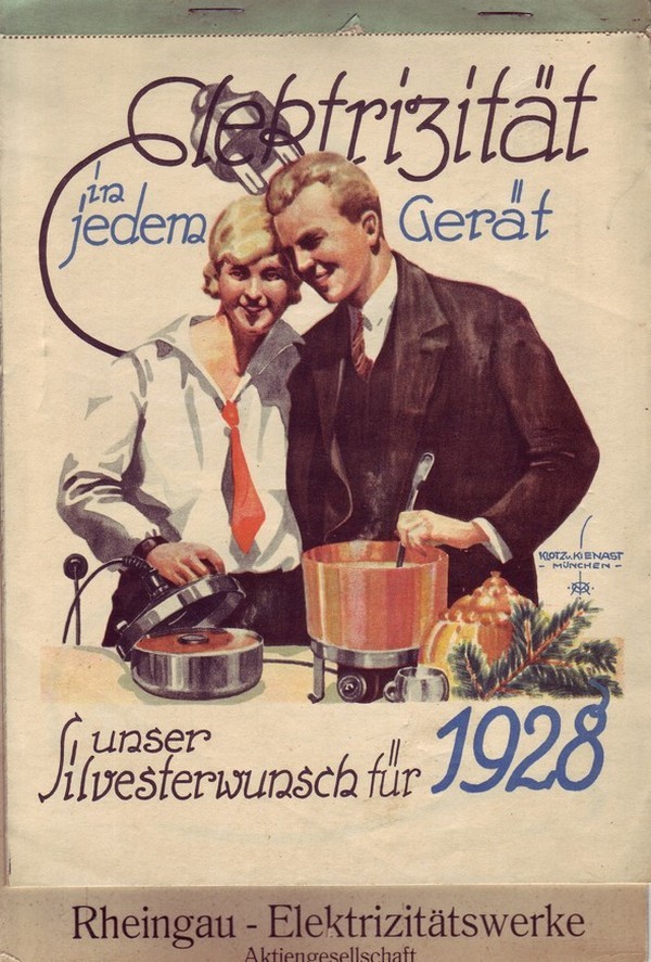 Kalender 1928 - Elektrizität in jedem Gerät (Kulturverein Guntersblum CC BY-NC-SA)