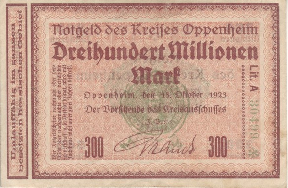 Notgeld des Kreises Oppenheim (Kulturverein Guntersblum CC BY-NC-SA)
