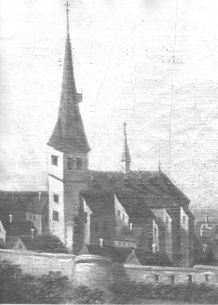 Pfarrkirche St. Peter zu Herrnsheim im 18. Jahrhundert (Kulturverein Guntersblum CC BY-NC-SA)