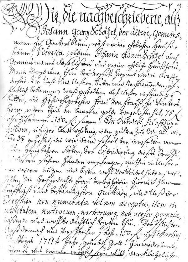 Schuldbrief Schätzel für Frau von Frayß zu Wintersheim (Kulturverein Guntersblum CC BY-NC-SA)