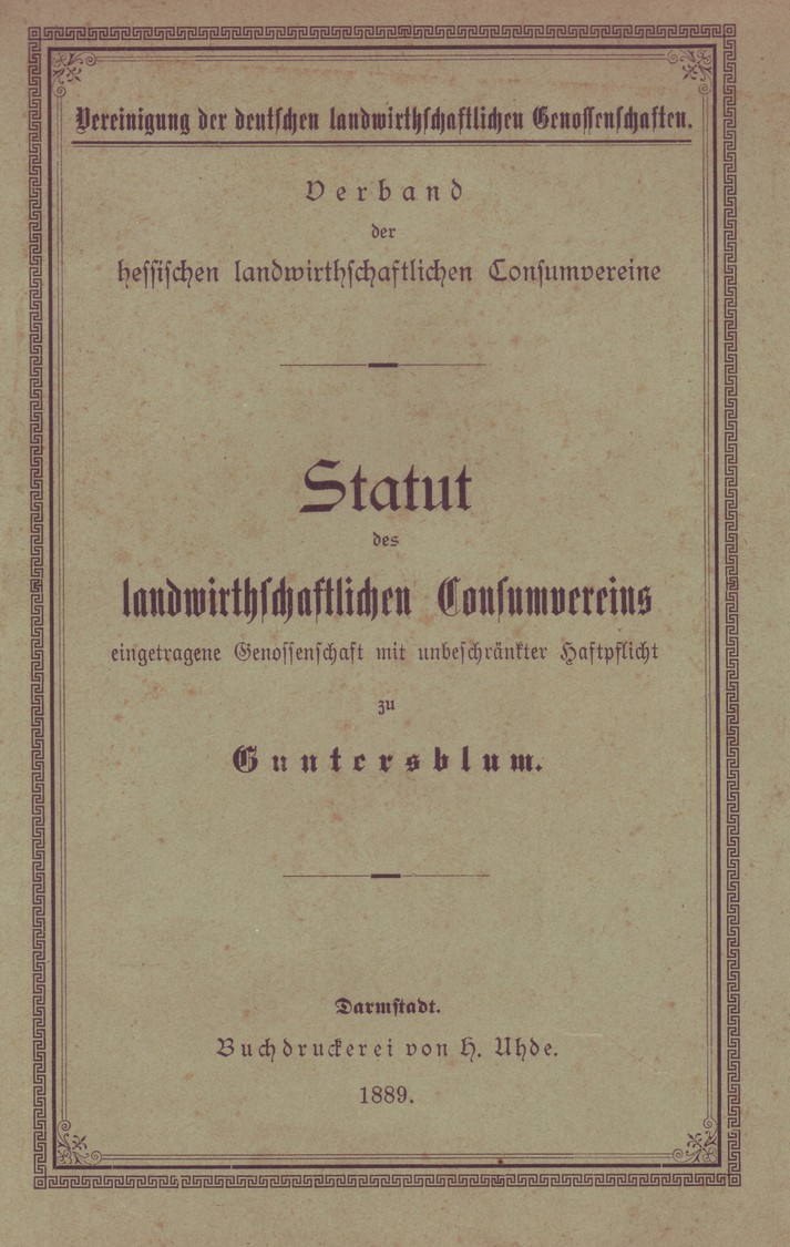 Statut des Landwirthschaftlichen Consum-Verein zu Guntersblum (Kulturverein Guntersblum CC BY-NC-SA)