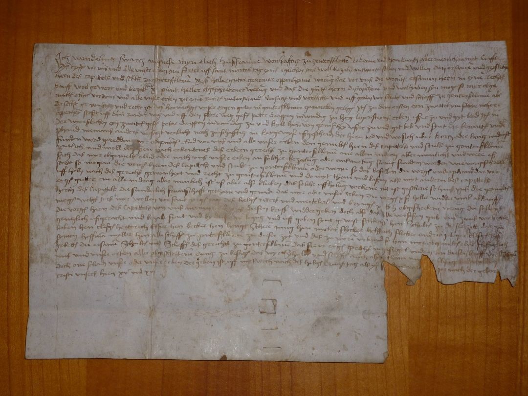 Transkription der Urkunde Guntersblum vom 7. Mai 1516 (Kulturverein Guntersblum CC BY-NC-SA)