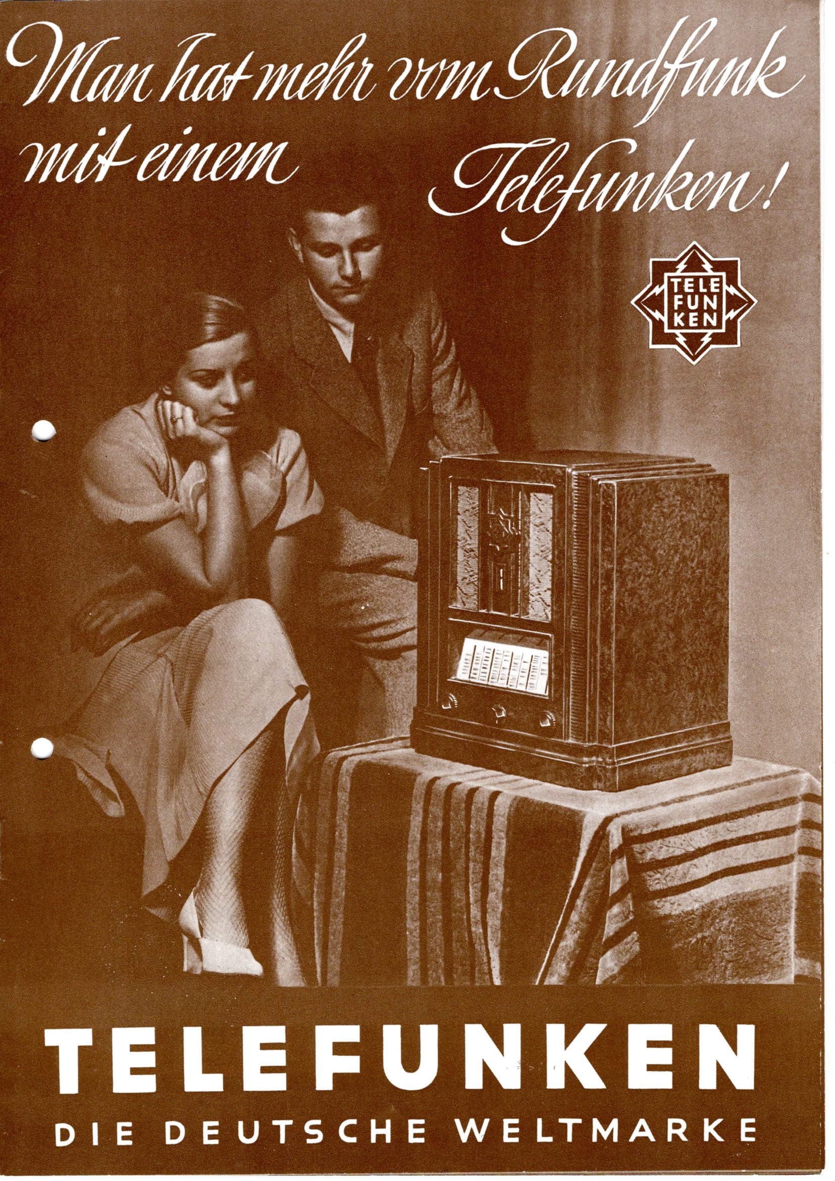 Verkaufsprospekt Telefunken aus 1933/35 (Volkskunde- und Freilichtmuseum Roscheider Hof CC0)