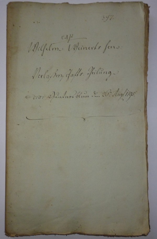 Wilhelm Weinerts sen. Verlaßenschafts Theilung d.d. Guntersblum den 26ten Aug. 1795 (Kulturverein Guntersblum CC BY-NC-SA)