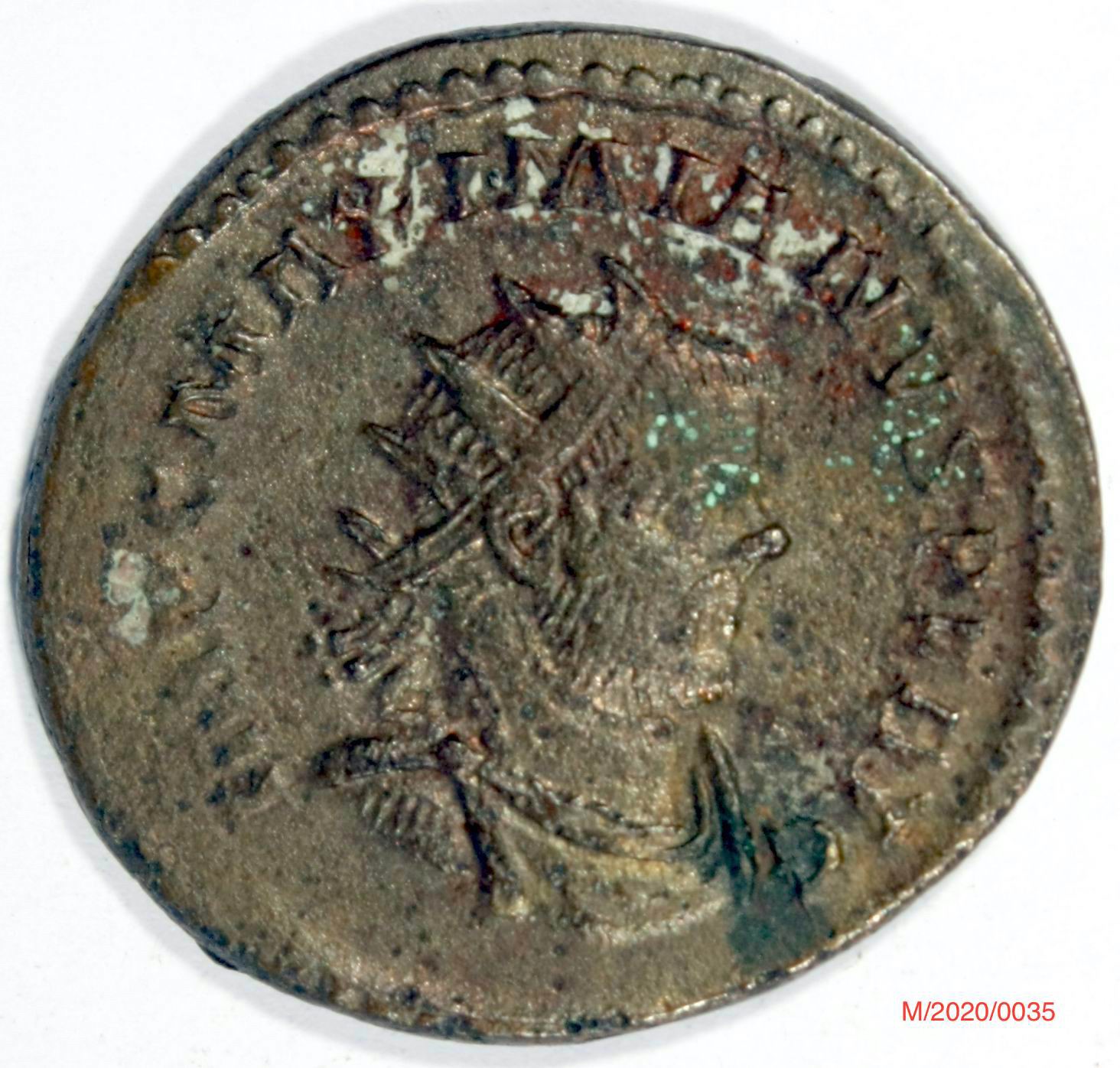 Römische Münze, Nominal Antoninian, Prägeherr Maximianus Herculius, Prägeort Lyon , Original (Museumsgesellschaft Bad Dürkheim e.V. CC BY-NC-SA)