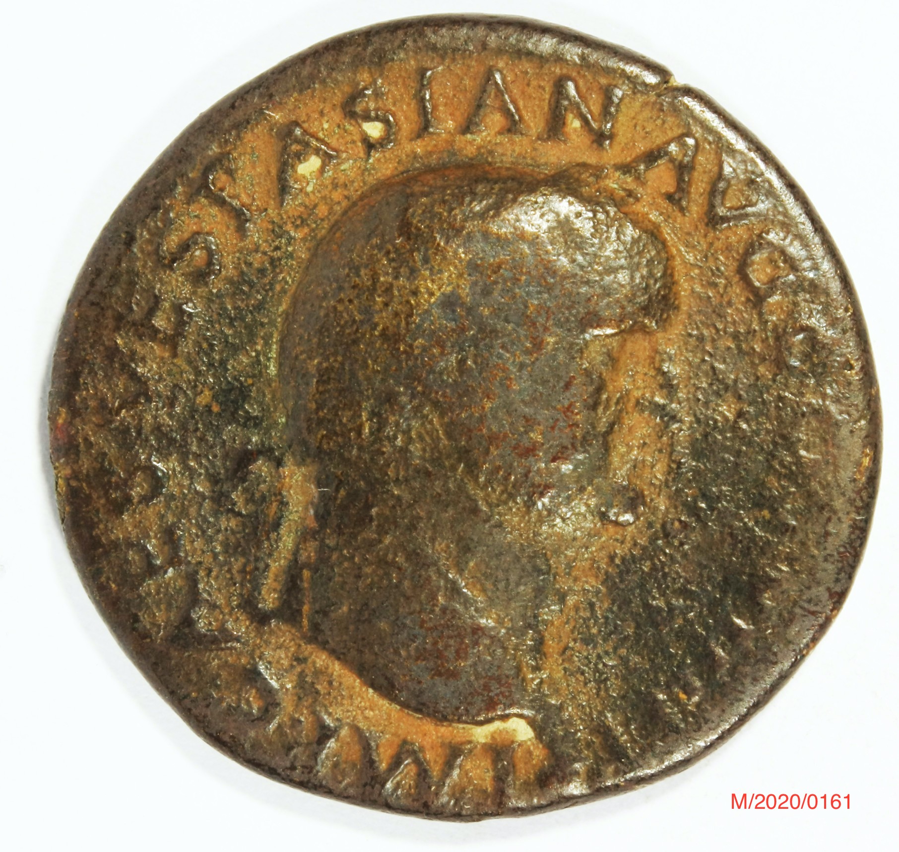 Römische Münze, Nominal Dupondius, Prägeherr Vespasian, Prägeort Lyon , Original (Museumsgesellschaft Bad Dürkheim e.V. CC BY-NC-SA)