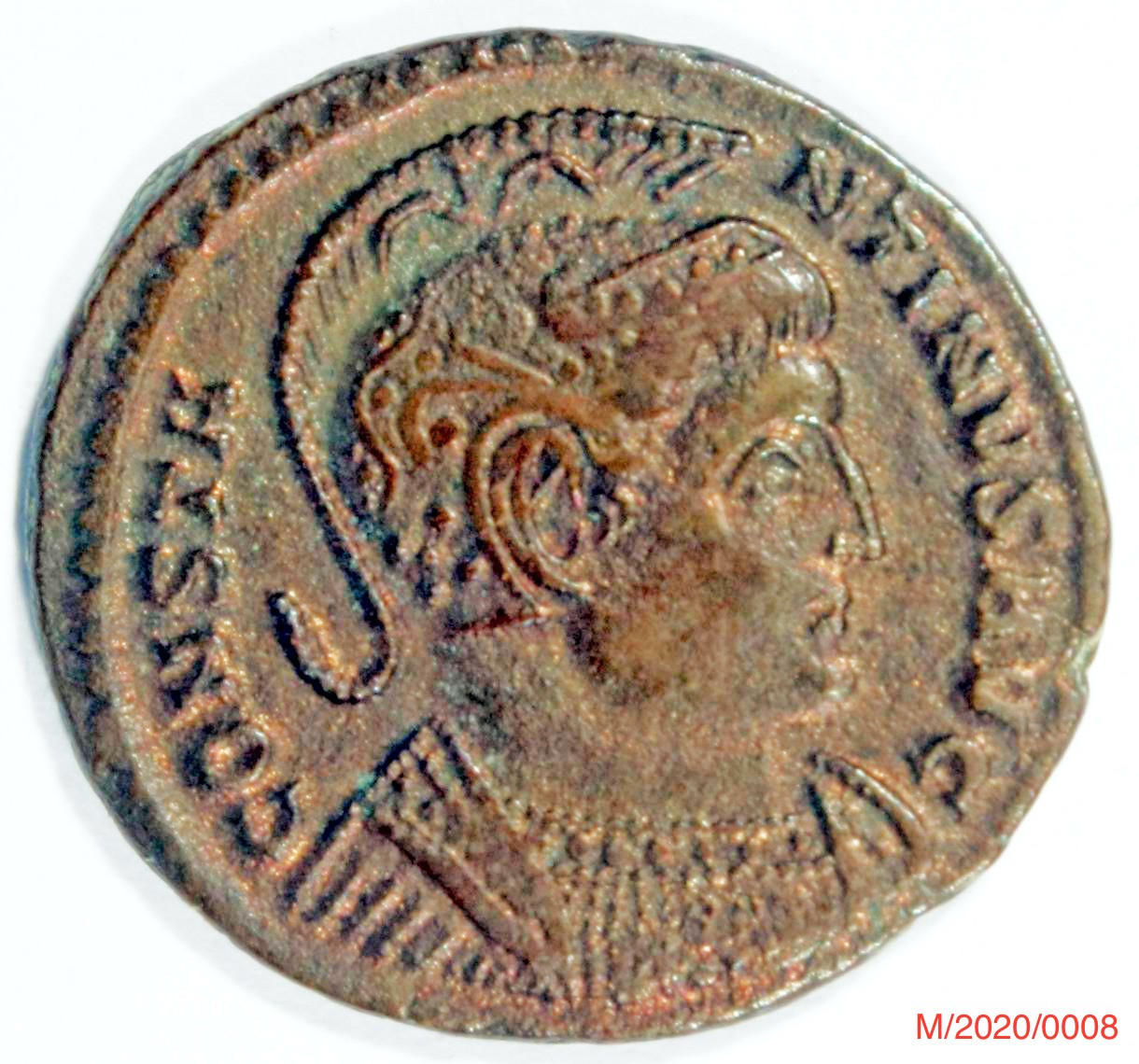 Römische Münze, Nominal Follis, Prägeherr Constantinus I., Prägeort Trier ,Original (Museumsgesellschaft Bad Dürkheim e.V. CC BY-NC-SA)
