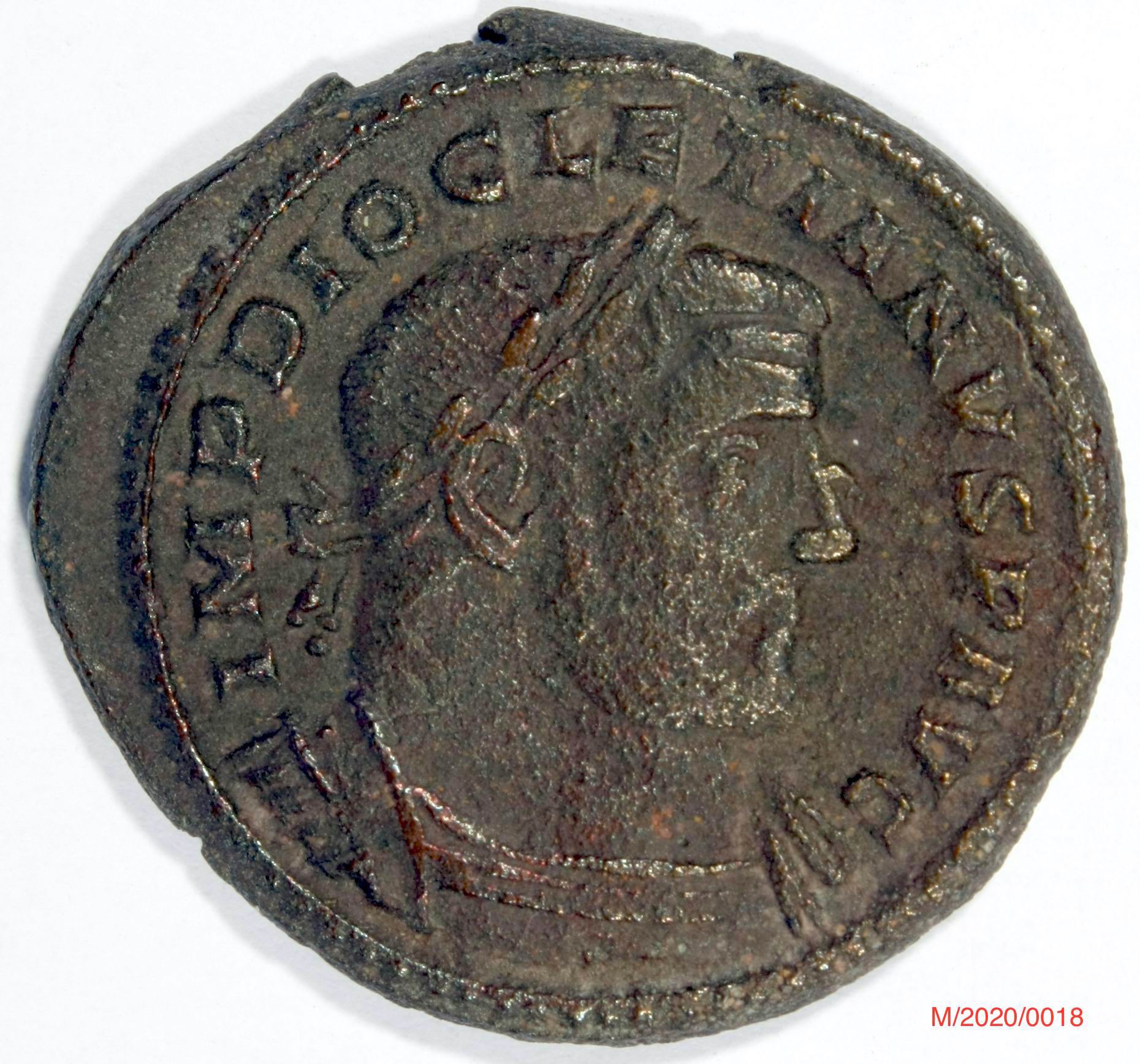 Römische Münze, Nominal Follis, Prägeherr Diocletian, Prägeort Trier ,Original (Museumsgesellschaft Bad Dürkheim e.V. CC BY-NC-SA)