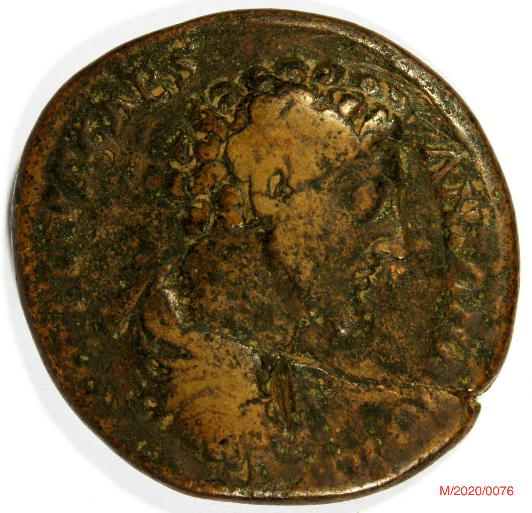Römische Münze, Nominal Sesterz, Prägeherr Antoninus Pius, Prägeort Rom , Original (Museumsgesellschaft Bad Dürkheim e.V. CC BY-NC-SA)