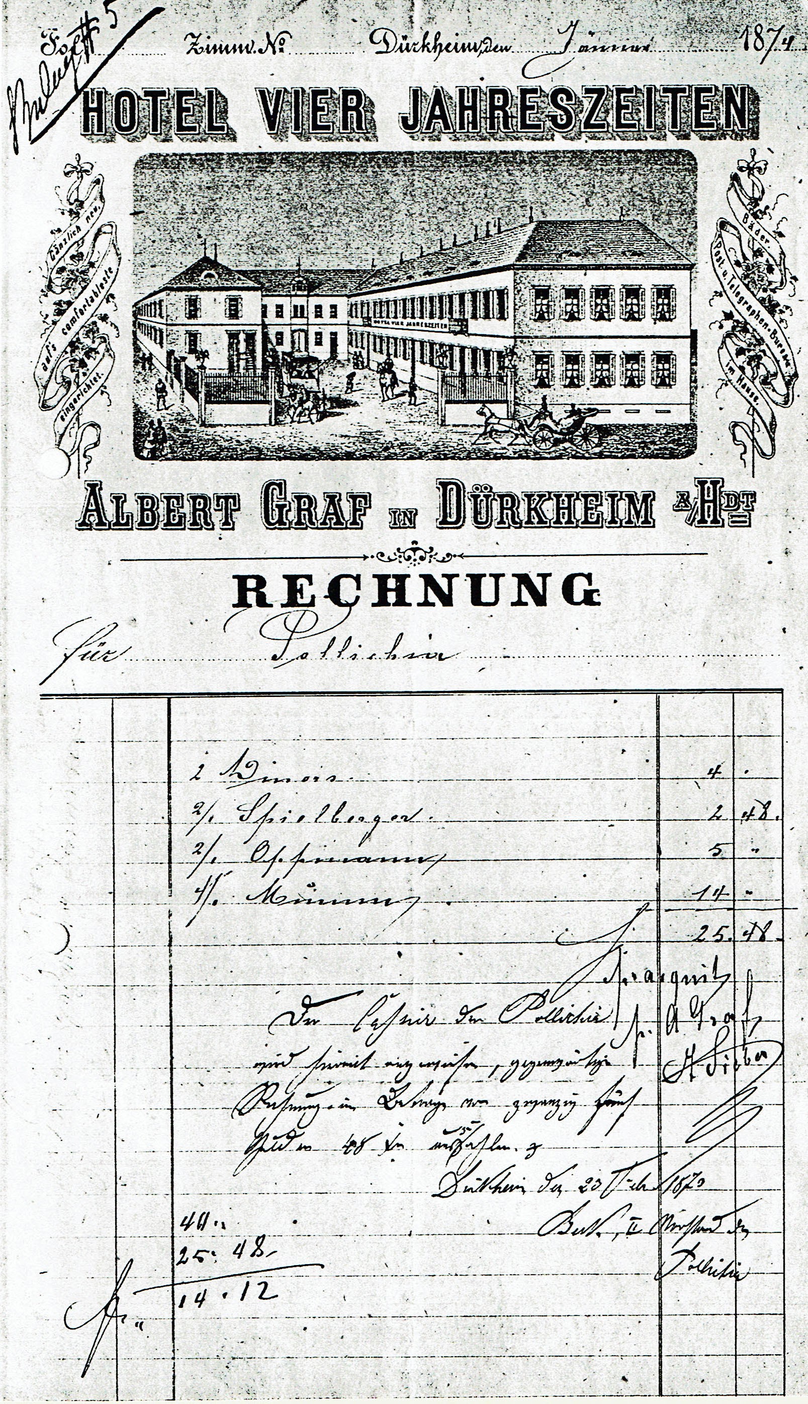 Foto-Sammlung Adolf Krapp, Ordner 16: Hotel Vier Jahreszeiten, 1874 (Museumsgesellschaft Bad Dürkheim e.V. CC BY-NC-SA)