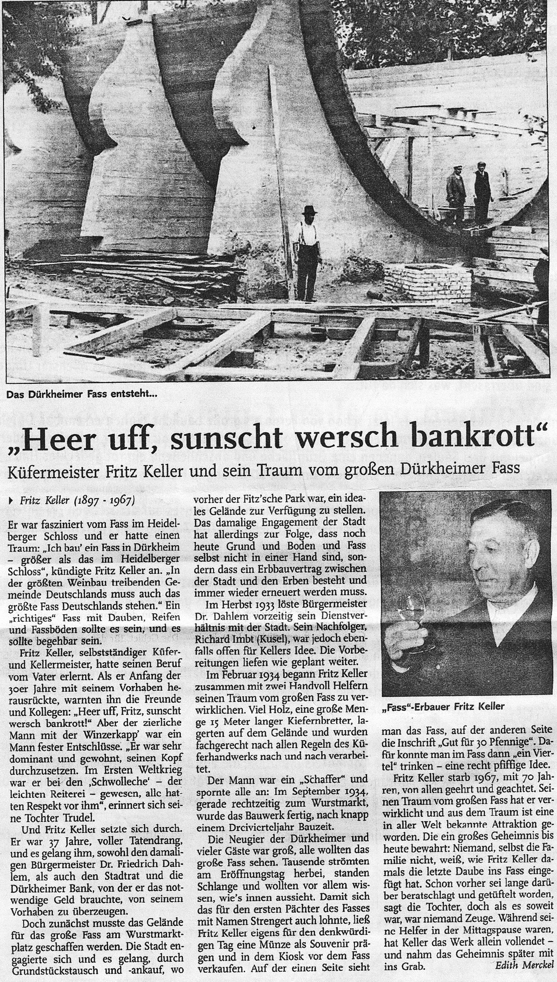 Foto-Sammlung Adolf Krapp, Ordner 16: Riesenfass, 2. Hälfte 20. Jahrhundert (Museumsgesellschaft Bad Dürkheim e.V. CC BY-NC-SA)