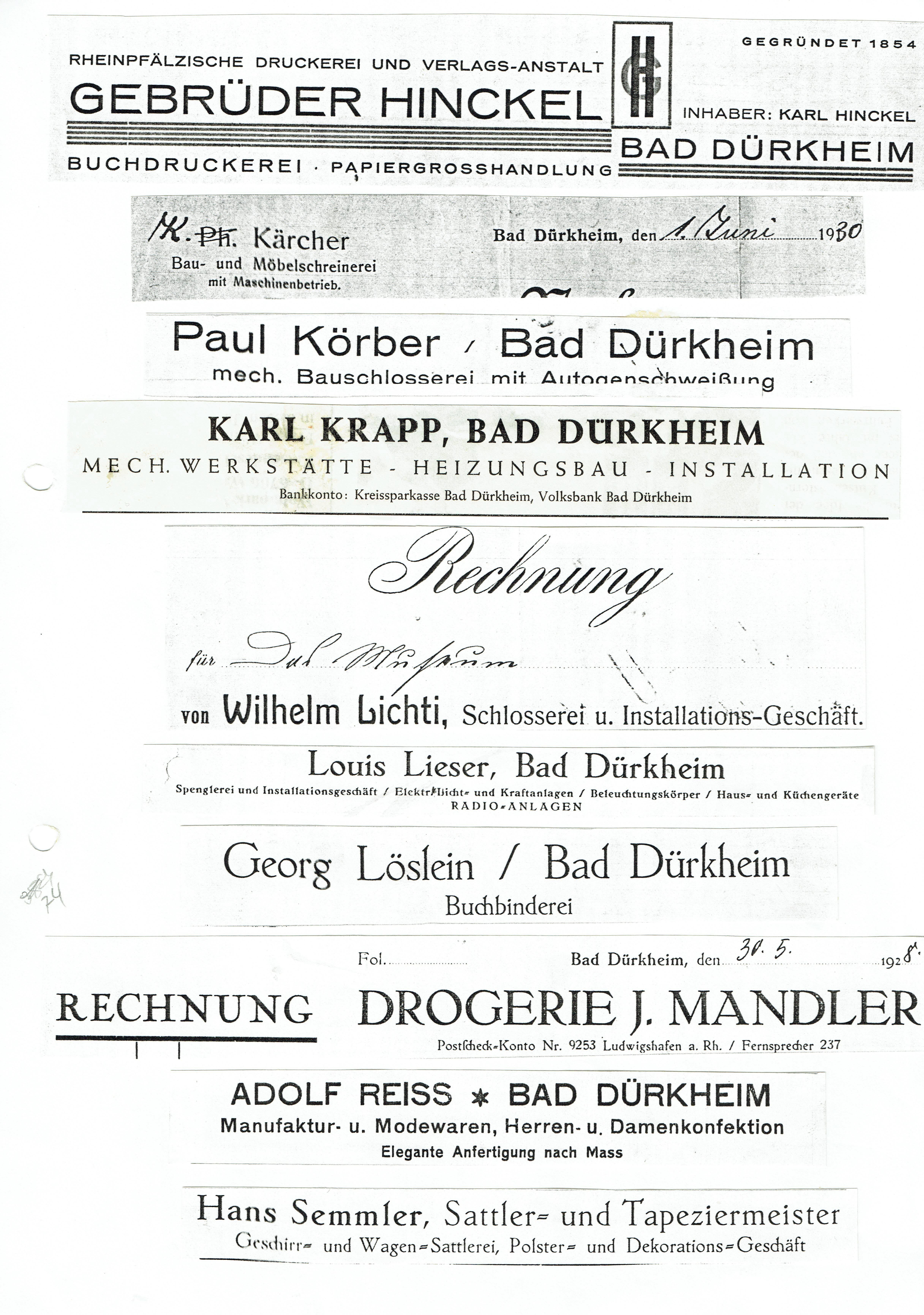 Foto-Sammlung Adolf Krapp, Ordner 8: Bad Dürkheim Geschäfte, 1920-1930 (Museumsgesellschaft Bad Dürkheim e.V. CC BY-NC-SA)