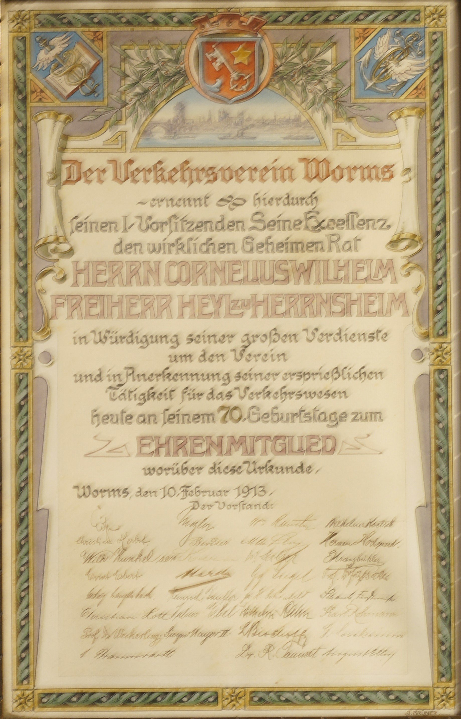 Ehrenmitgliedschaft Verkehrsverein Worms (Museum Heylshof CC BY-NC-SA)