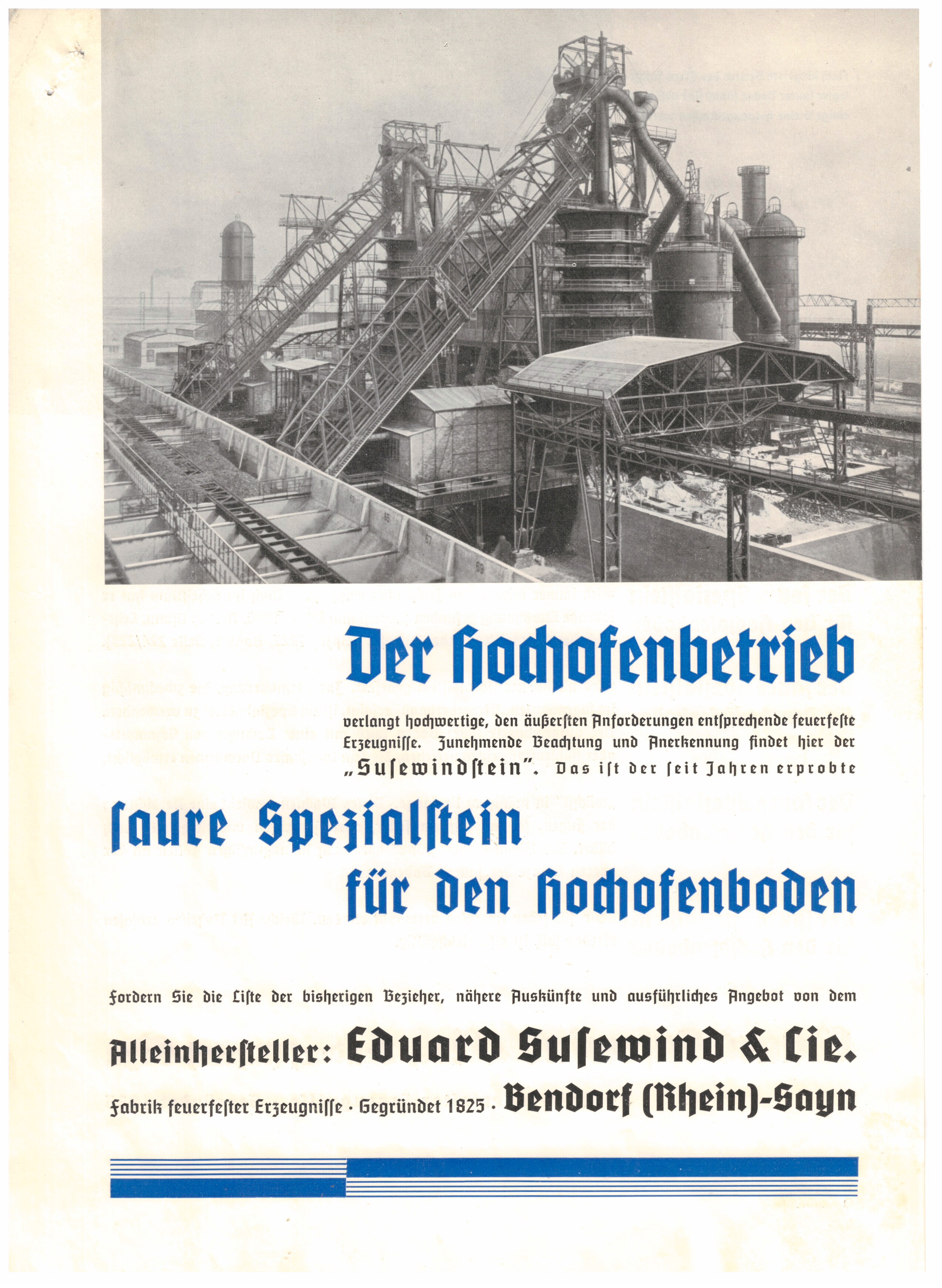 Werbeblatt Firma Eduard Susewind & Cie., Fabrik für feuerfeste Erzeugniss, Sayn (Stiftung Sayner Hütte, Rheinisches Eisenkunstguss-Museum CC BY-NC-SA)