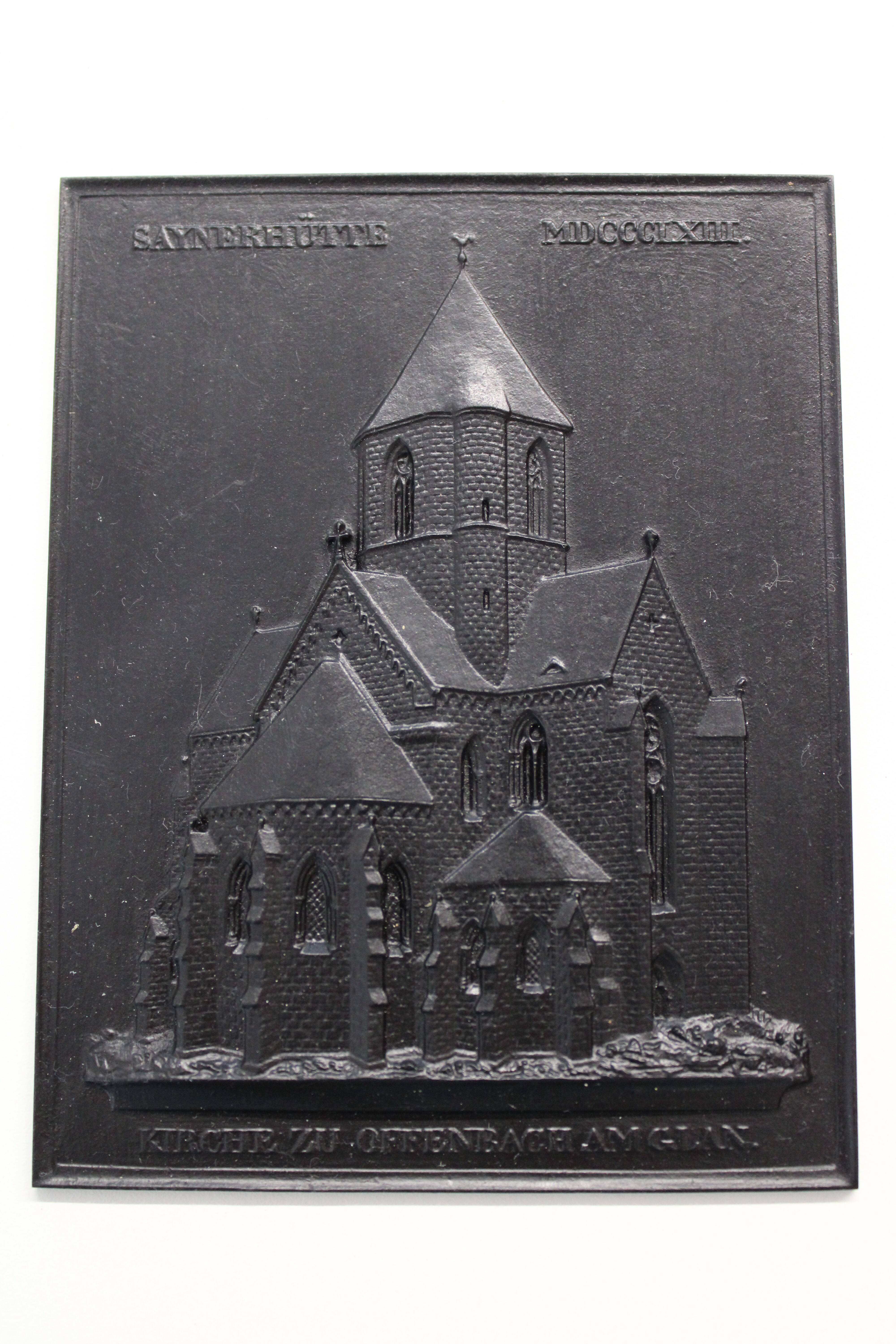Sayner Neujahrsplakette 1863, Kirche zu Offenbach am Glan (Stiftung Sayner Hütte, Rheinisches Eisenkunstguss-Museum CC BY-NC-SA)