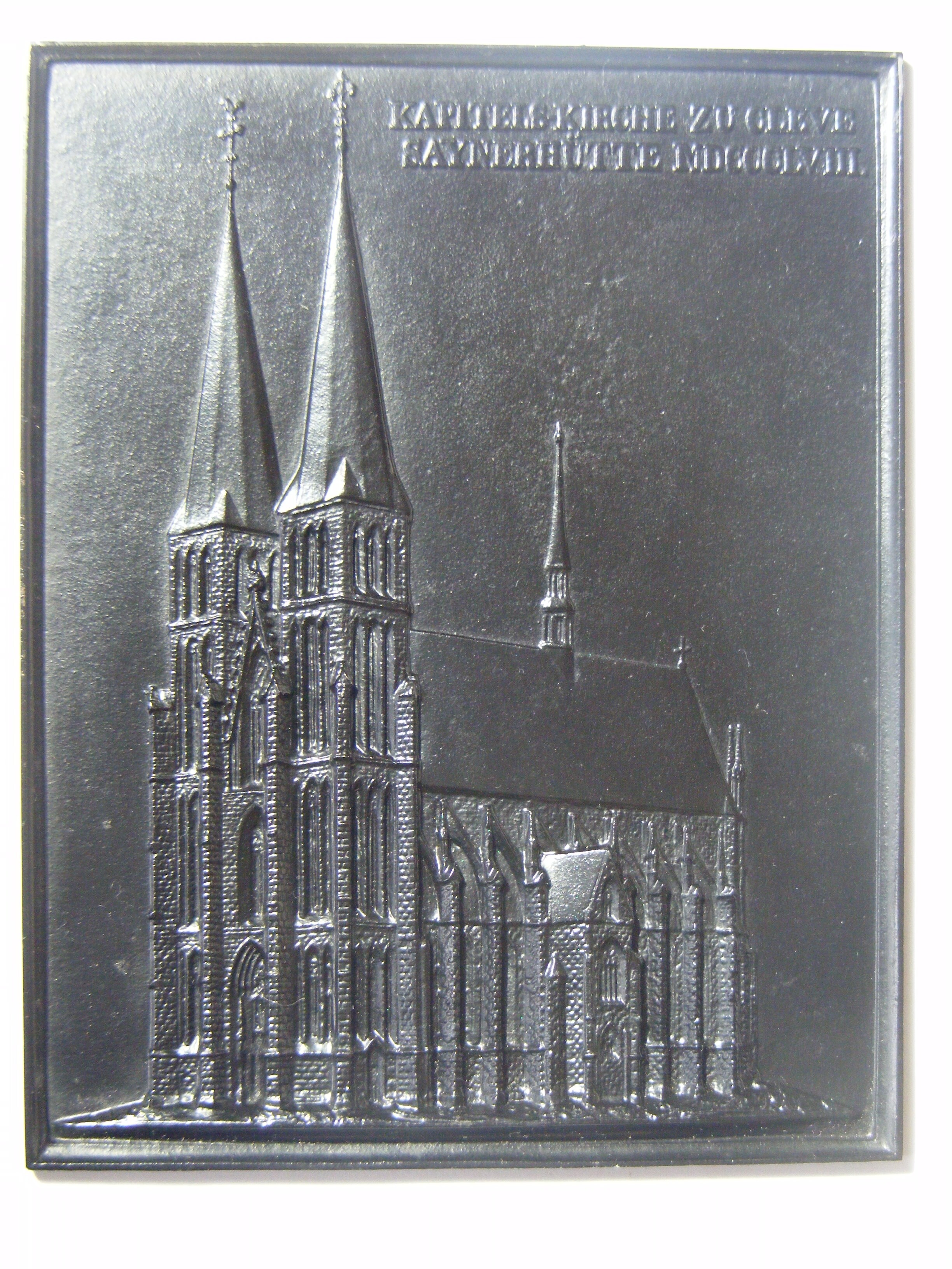 Sayner Neujahrsplakette 1858, Kapitelkirche zu Cleve (Stiftung Sayner Hütte, Rheinisches Eisenkunstguss-Museum CC BY-NC-SA)