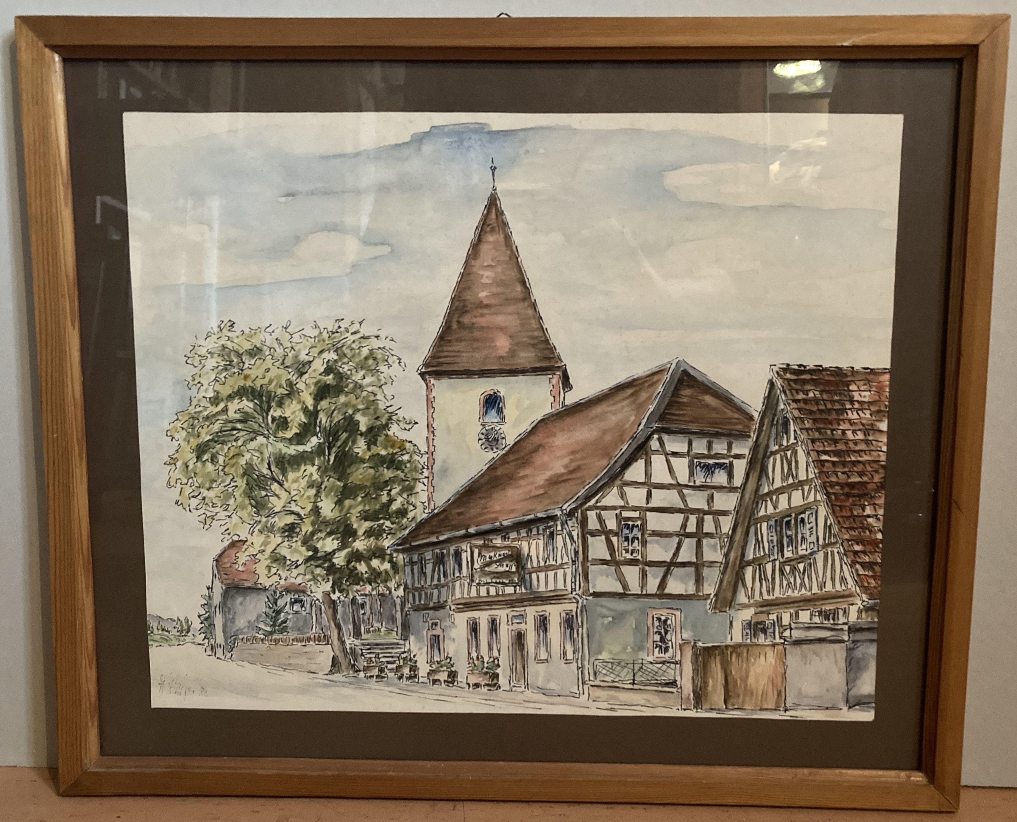 Fronhof und Kirche in Queichhambach (Museum unterm Trifels CC BY-NC-SA)