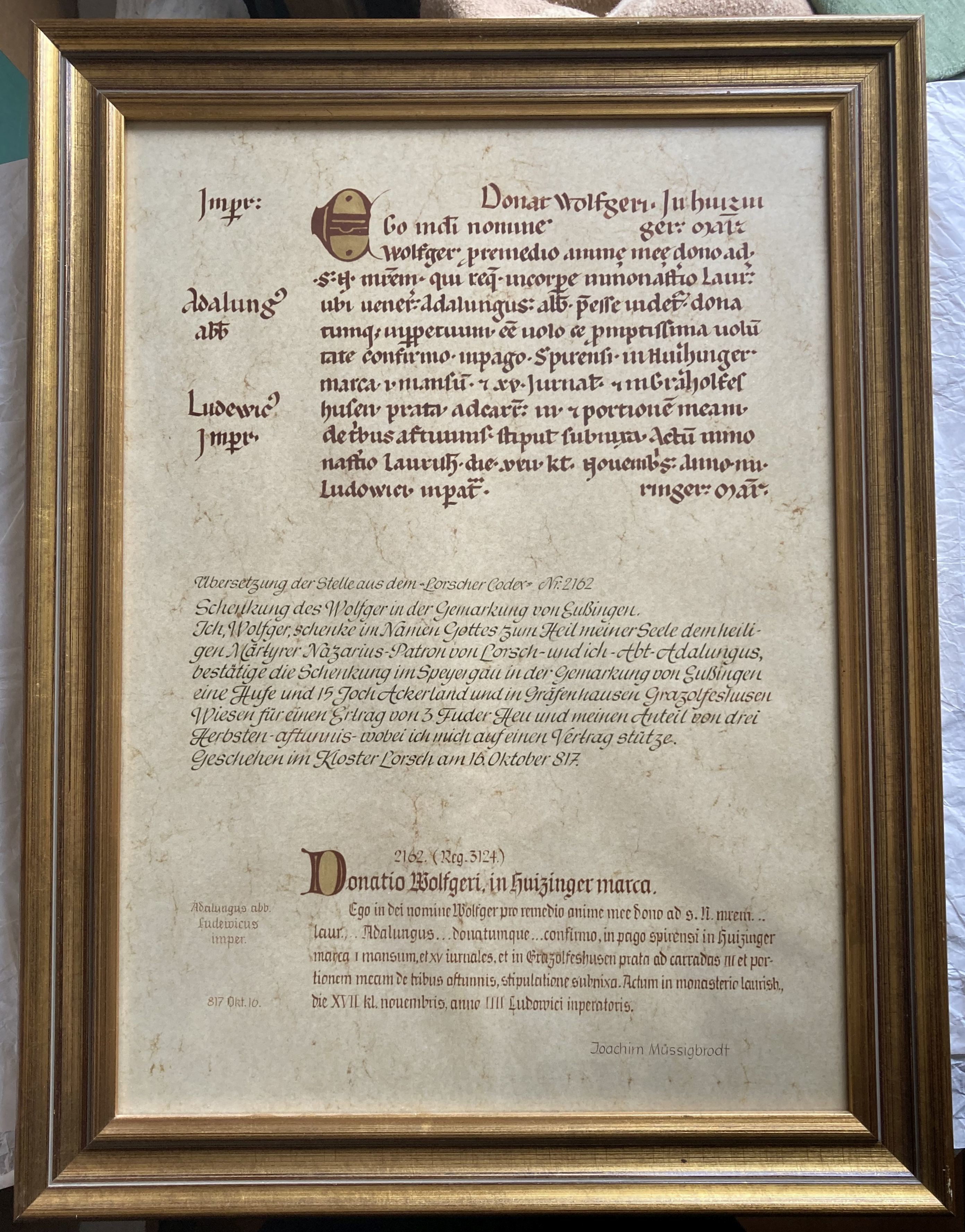 Urkunde mit der Ersterwähnung der Gemeinde Gräfenhausen (Museum unterm Trifels CC BY-NC-SA)