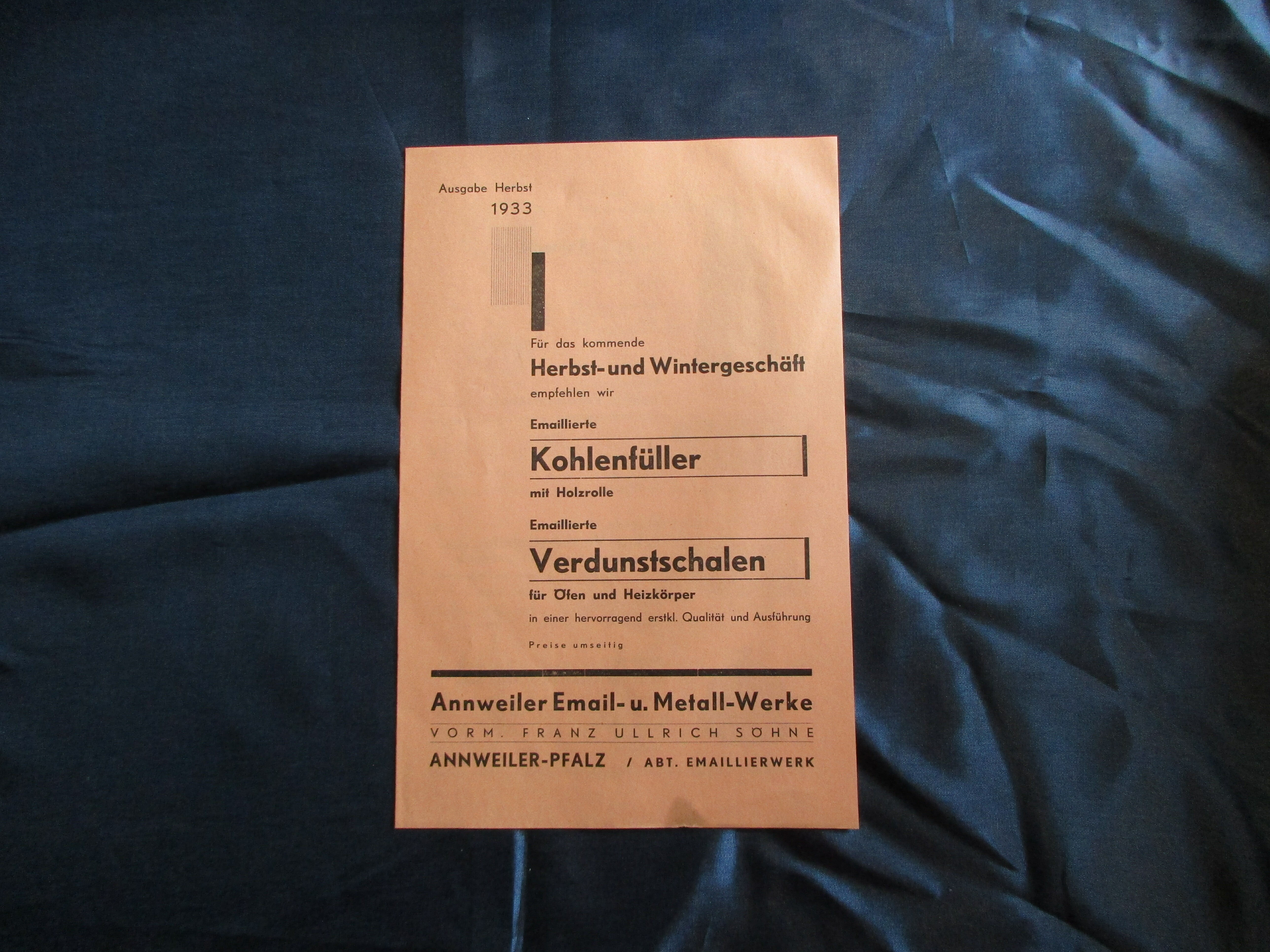 Werbeflyer der Annweiler Email- u. Metall-Werke (Museum unterm Trifels CC BY-NC-SA)