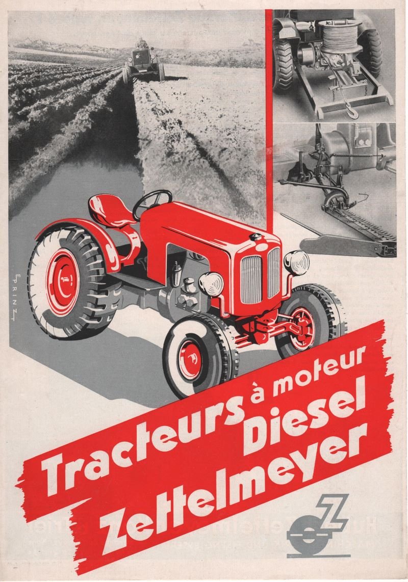 Französisches Werbeblatt für Diesel-Schlepper der Firma Zettelmeyer (Freilichtmuseum Roscheider Hof CC0)