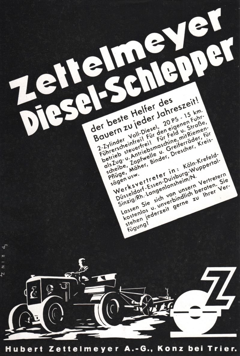 Handzettel der Firma Zettelmeyer für Diesel-Schlepper (Freilichtmuseum Roscheider Hof CC0)