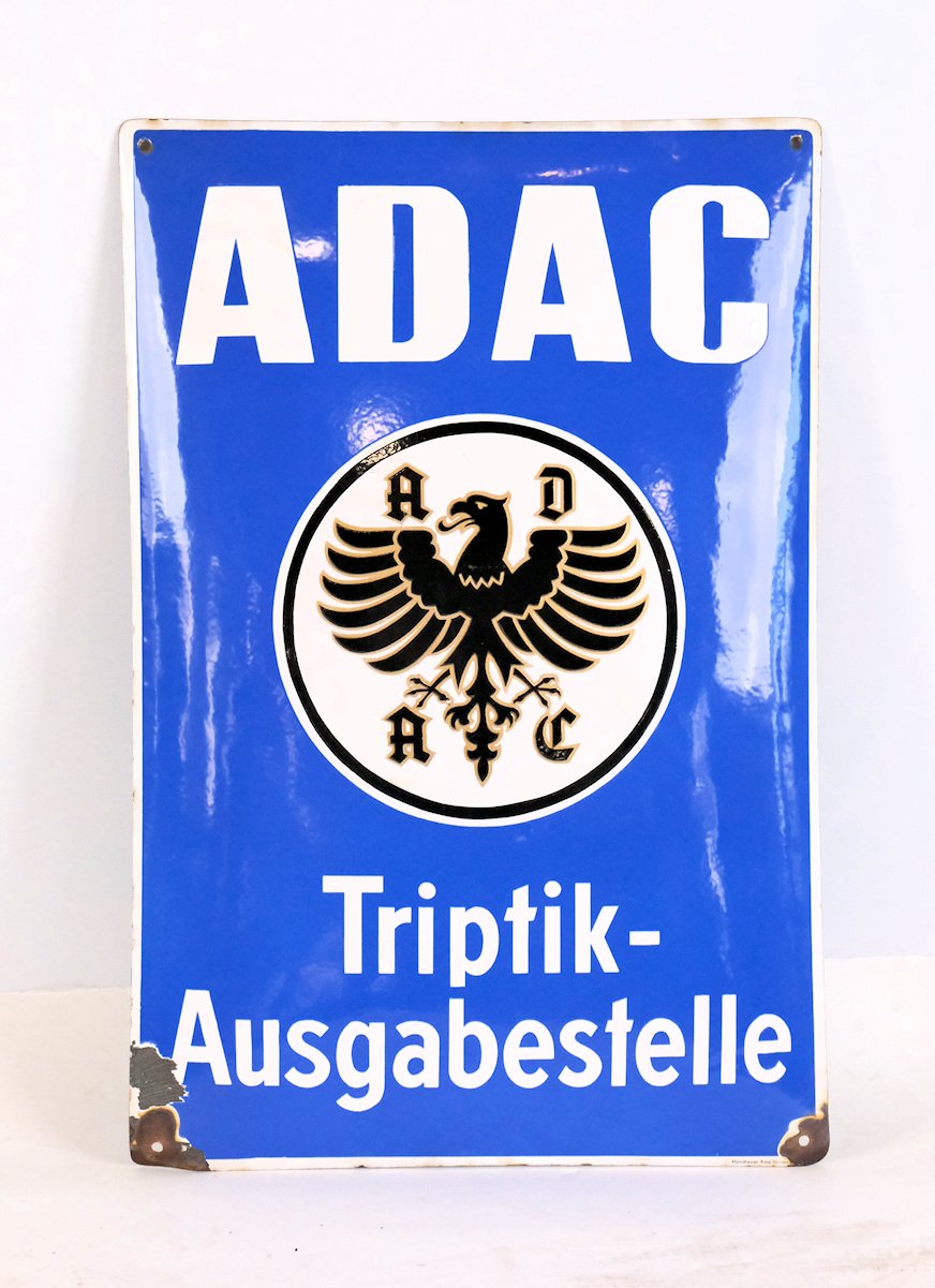 Werbeschild "ADAC Triptik-Ausgabestelle" (Freilichtmuseum Roscheider Hof CC0)